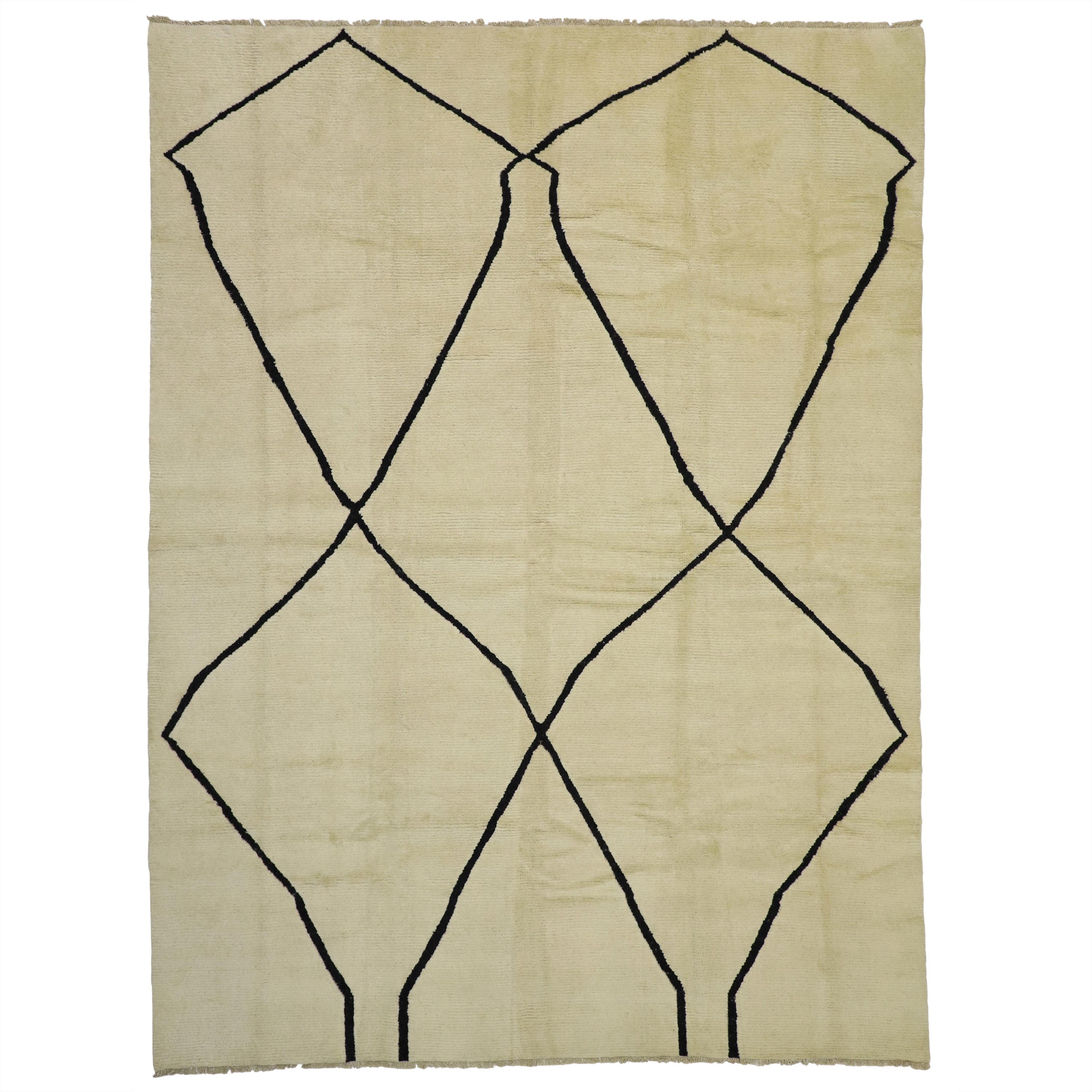 New Contemporary Moroccan Area Rug with Organic Modern Style For Sale