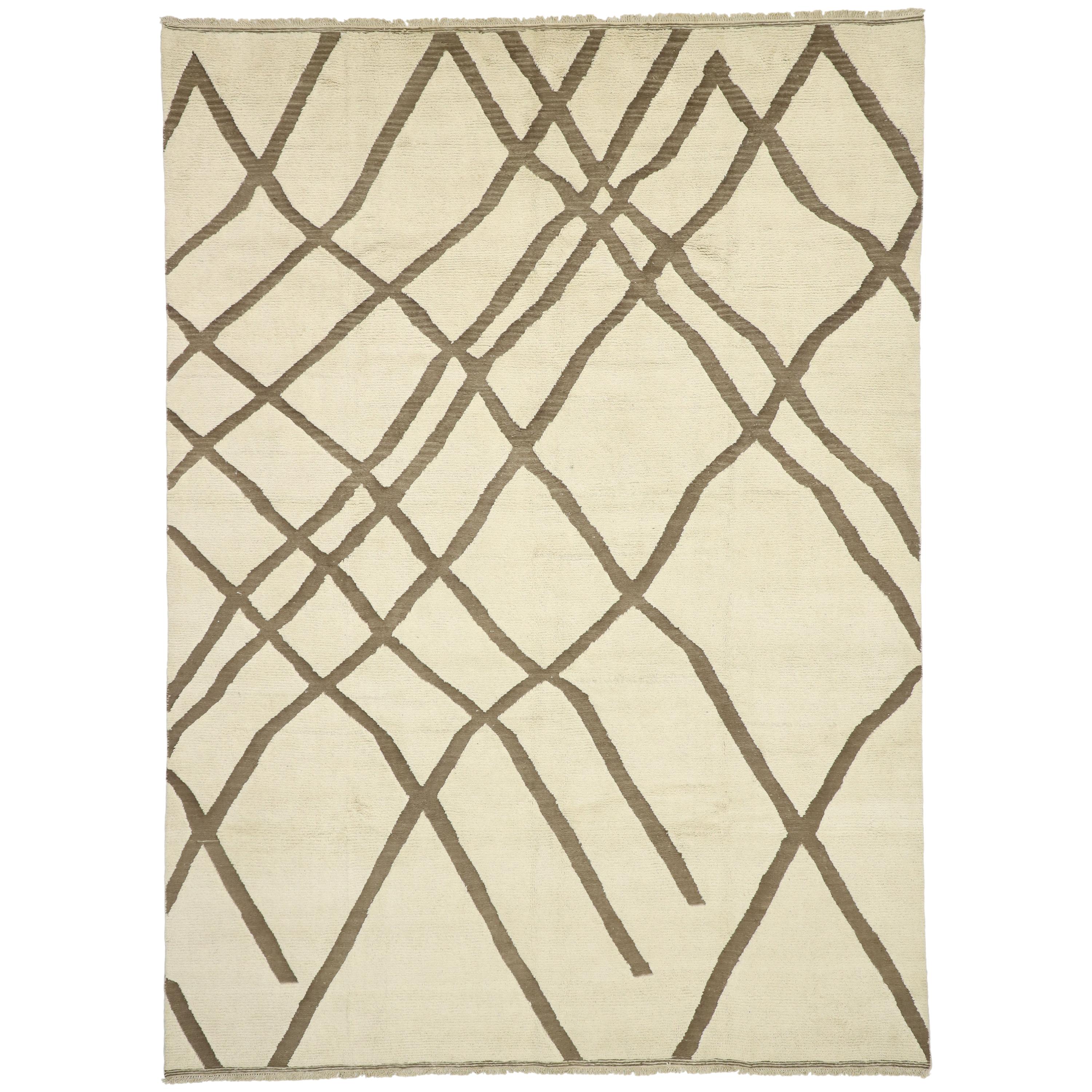 New Contemporary Moroccan Area Rug with Modern Style For Sale at 1stDibs