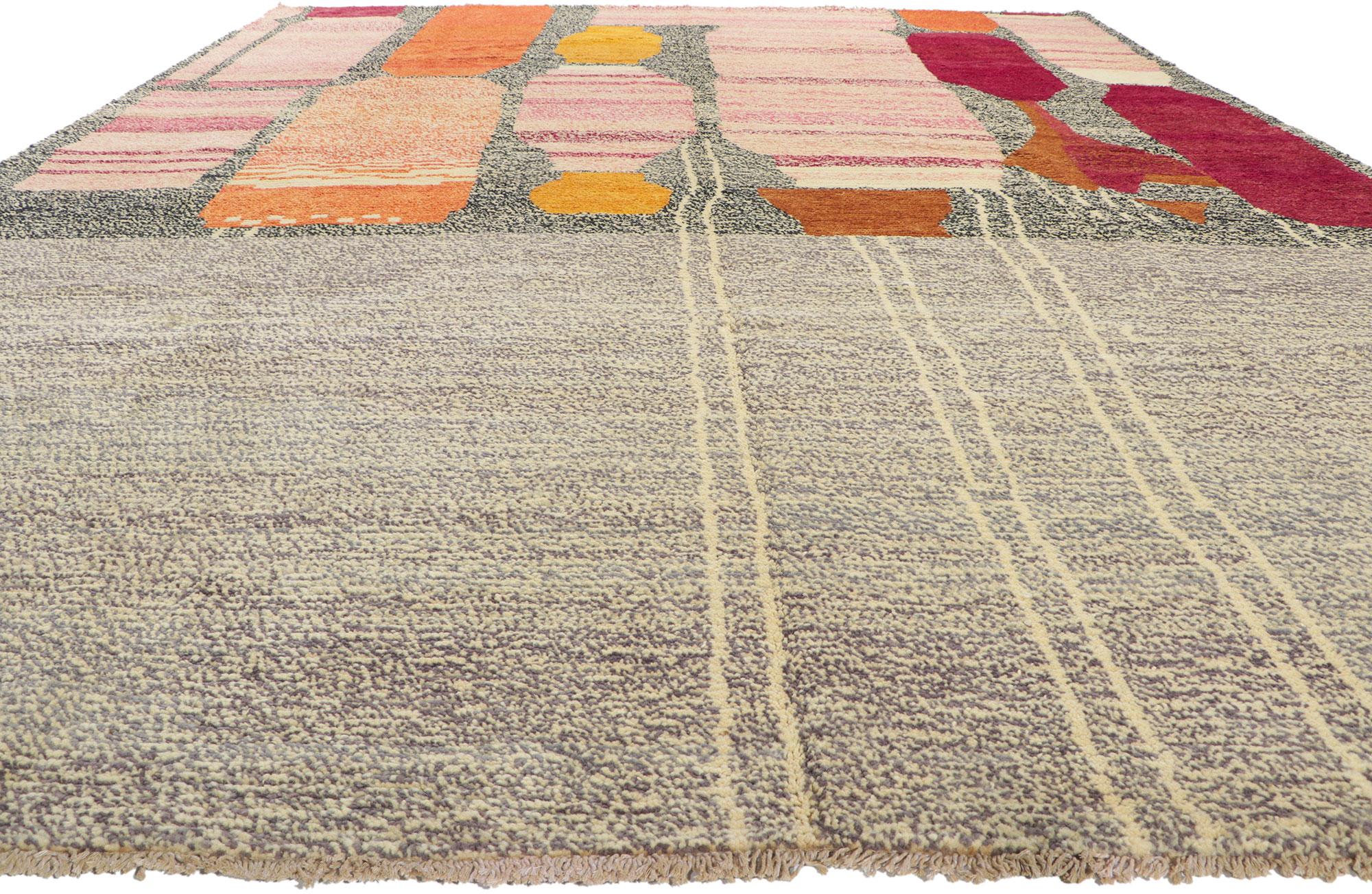 Post-Modern Modern Moroccan Rug Inspired by Paul Klee, Cubism Meets Ultra Cozy For Sale