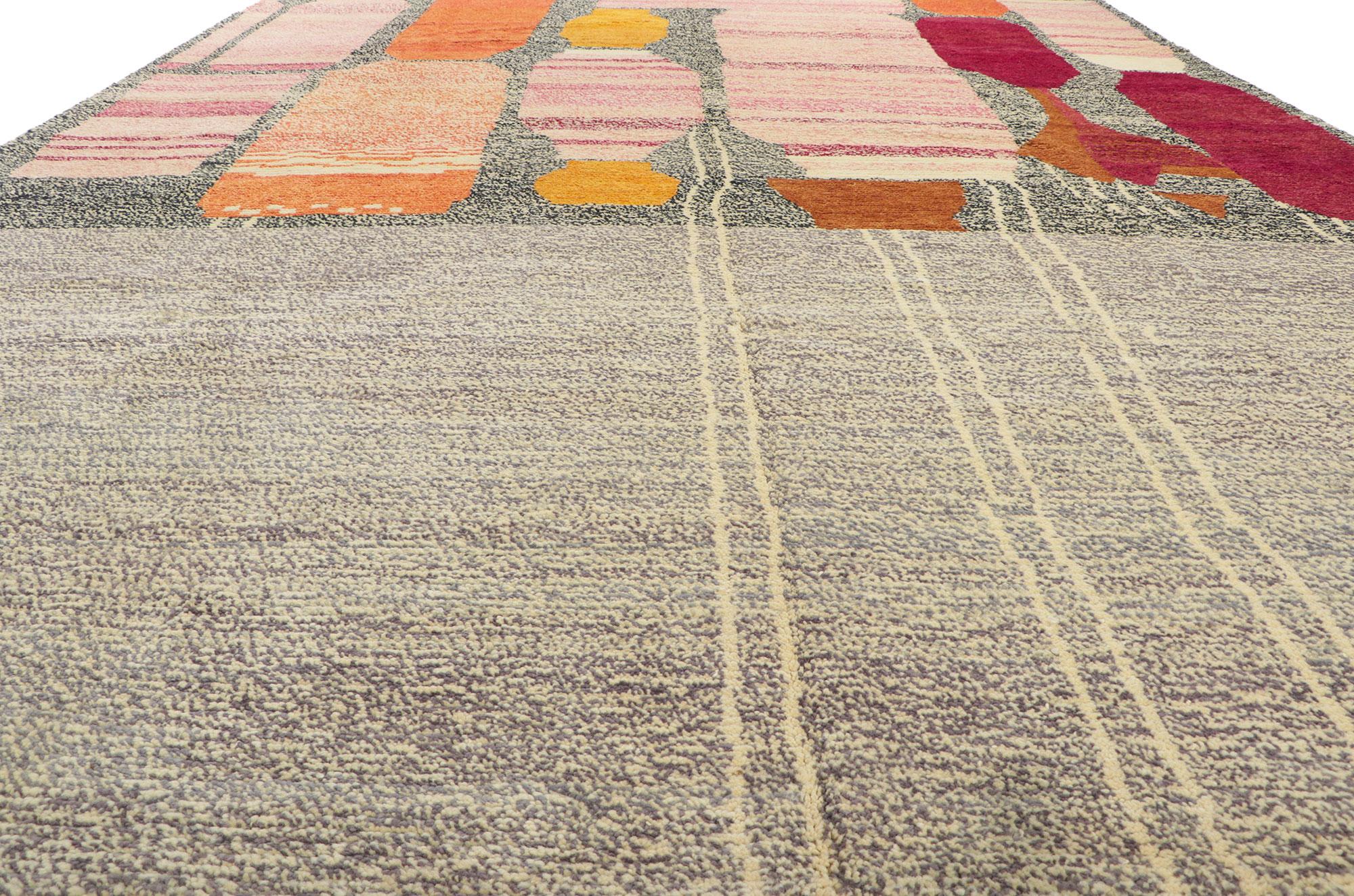 Wool Modern Moroccan Rug Inspired by Paul Klee, Cubism Meets Ultra Cozy For Sale