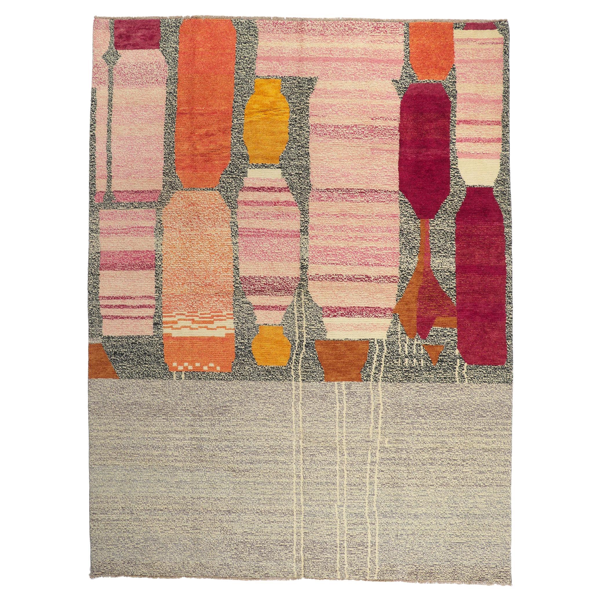 Modern Moroccan Rug Inspired by Paul Klee, Cubism Meets Ultra Cozy For Sale