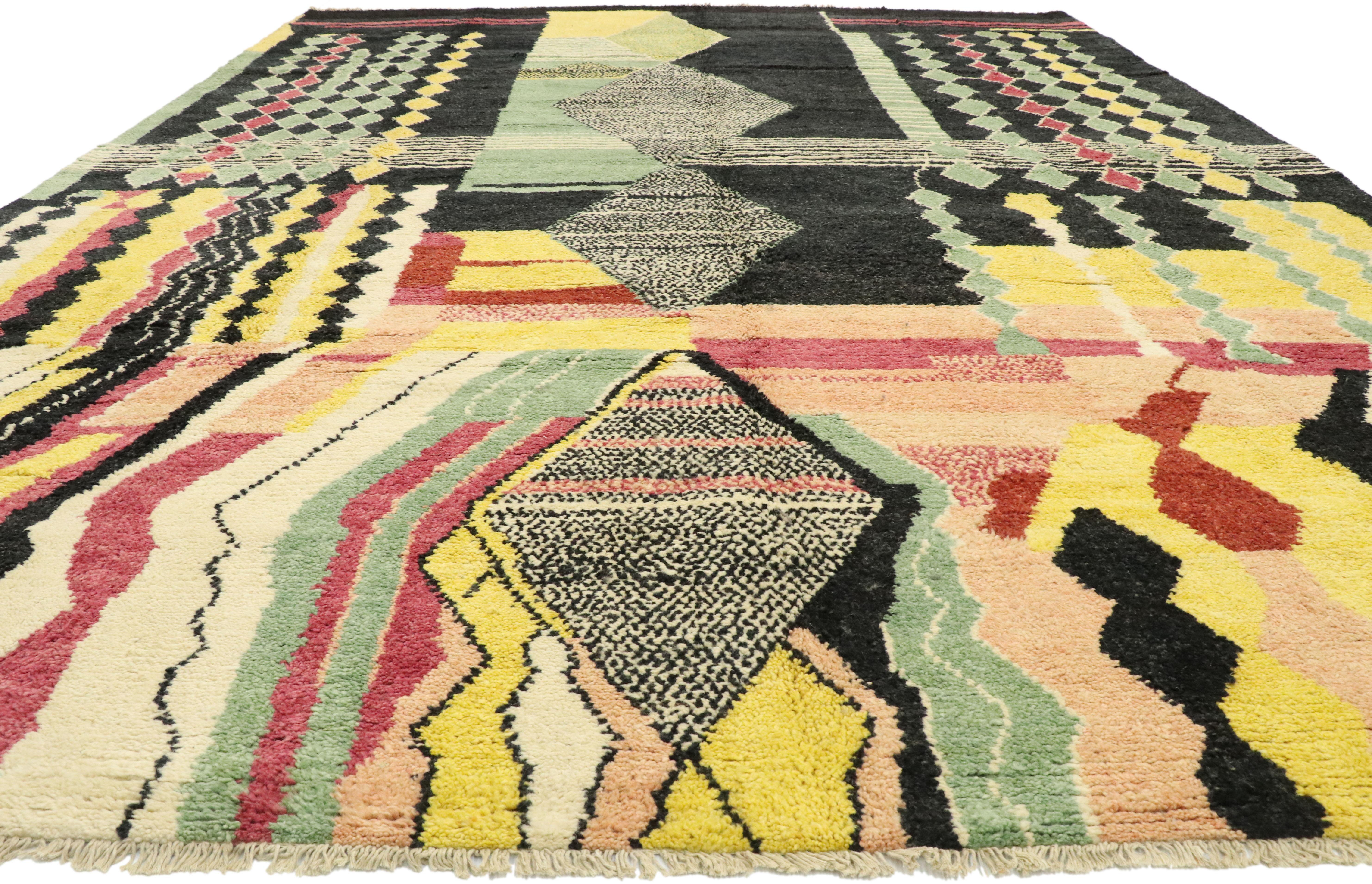 Pakistani New Contemporary Moroccan Area Rug with Postmodern Abstract Expressionist Style For Sale