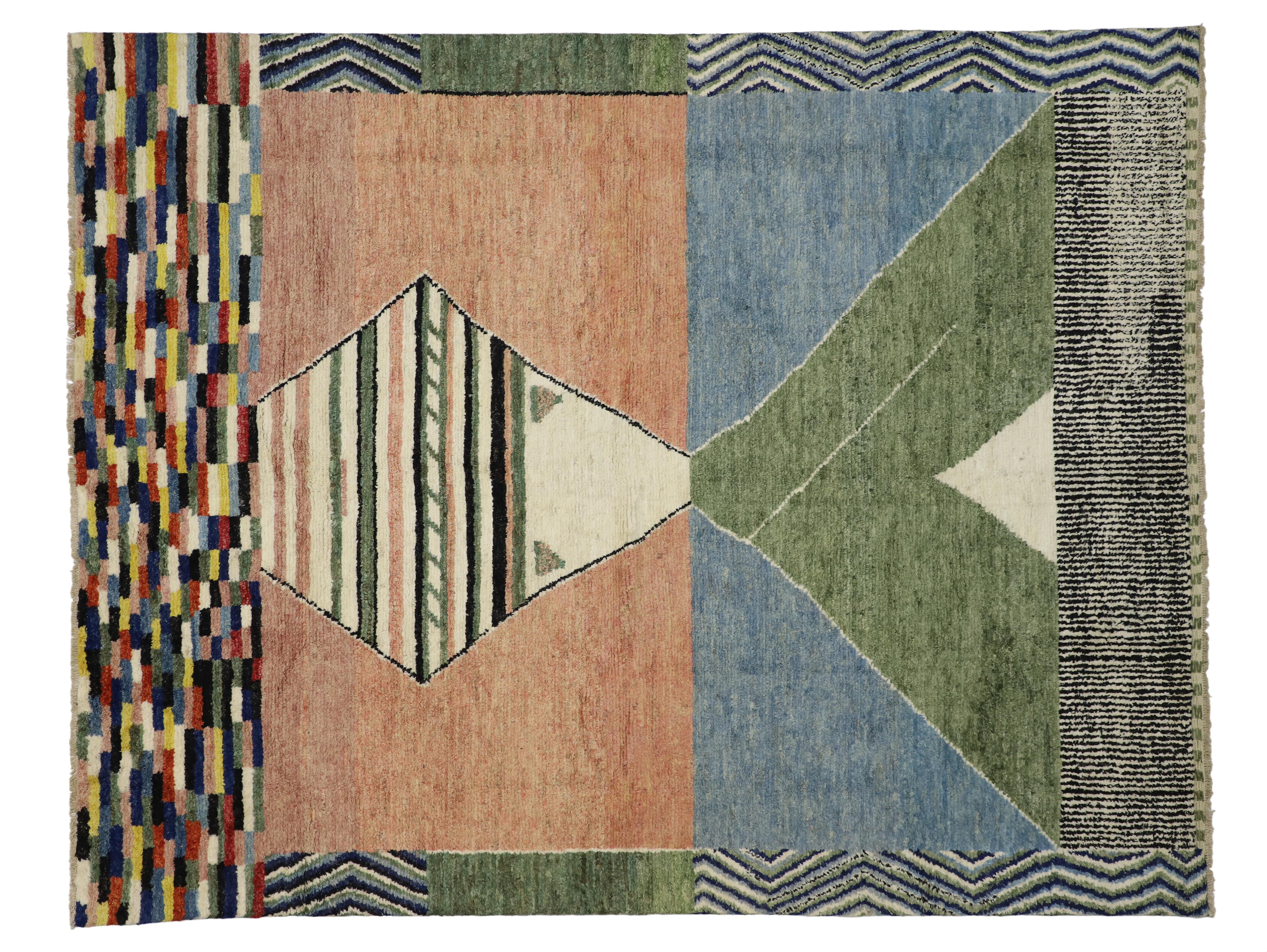 Contemporary Moroccan Style Rug with Postmodern Memphis Style 1