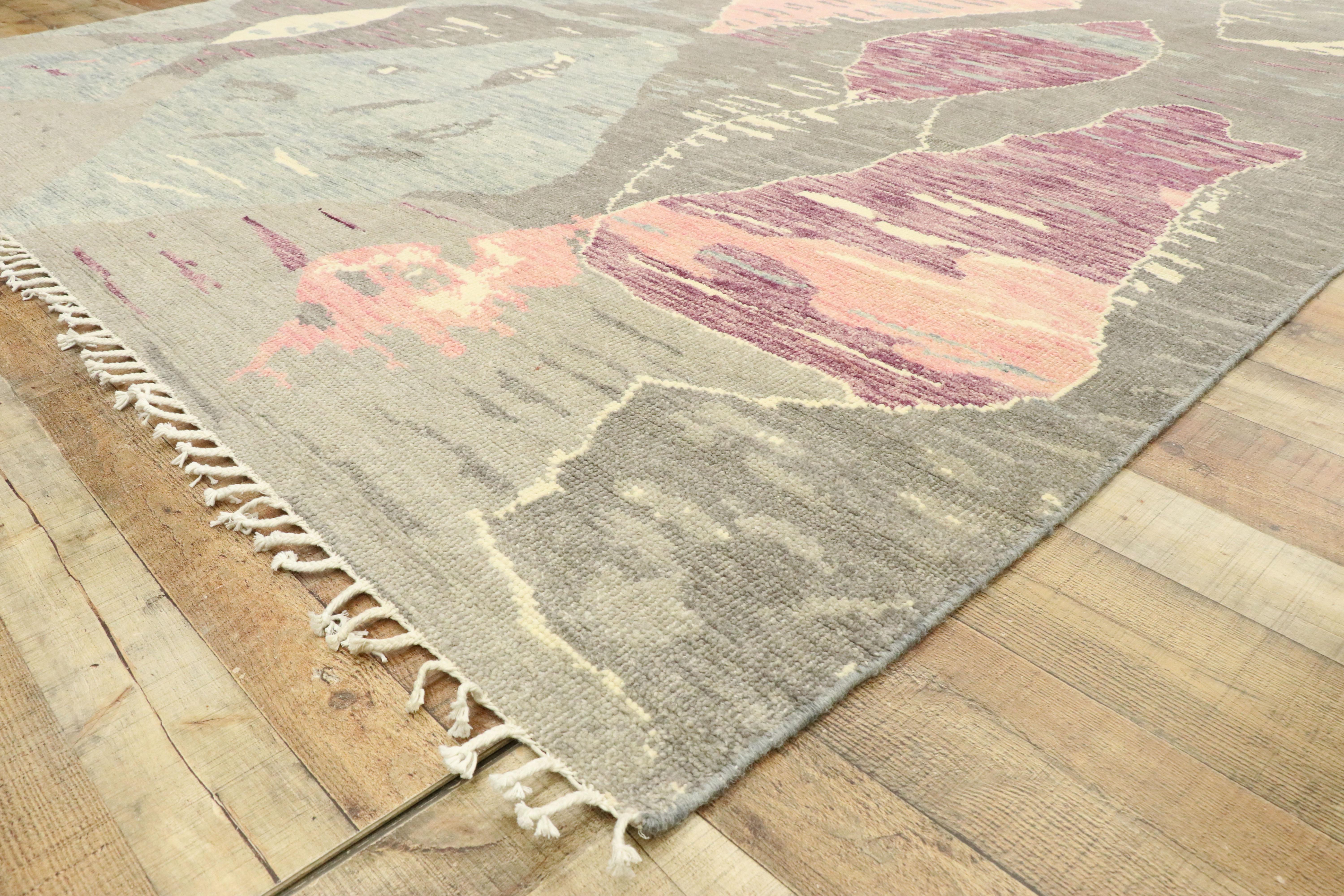 Post-Modern New Contemporary Moroccan Area Rug with Postmodern Style in Pastel Colors For Sale