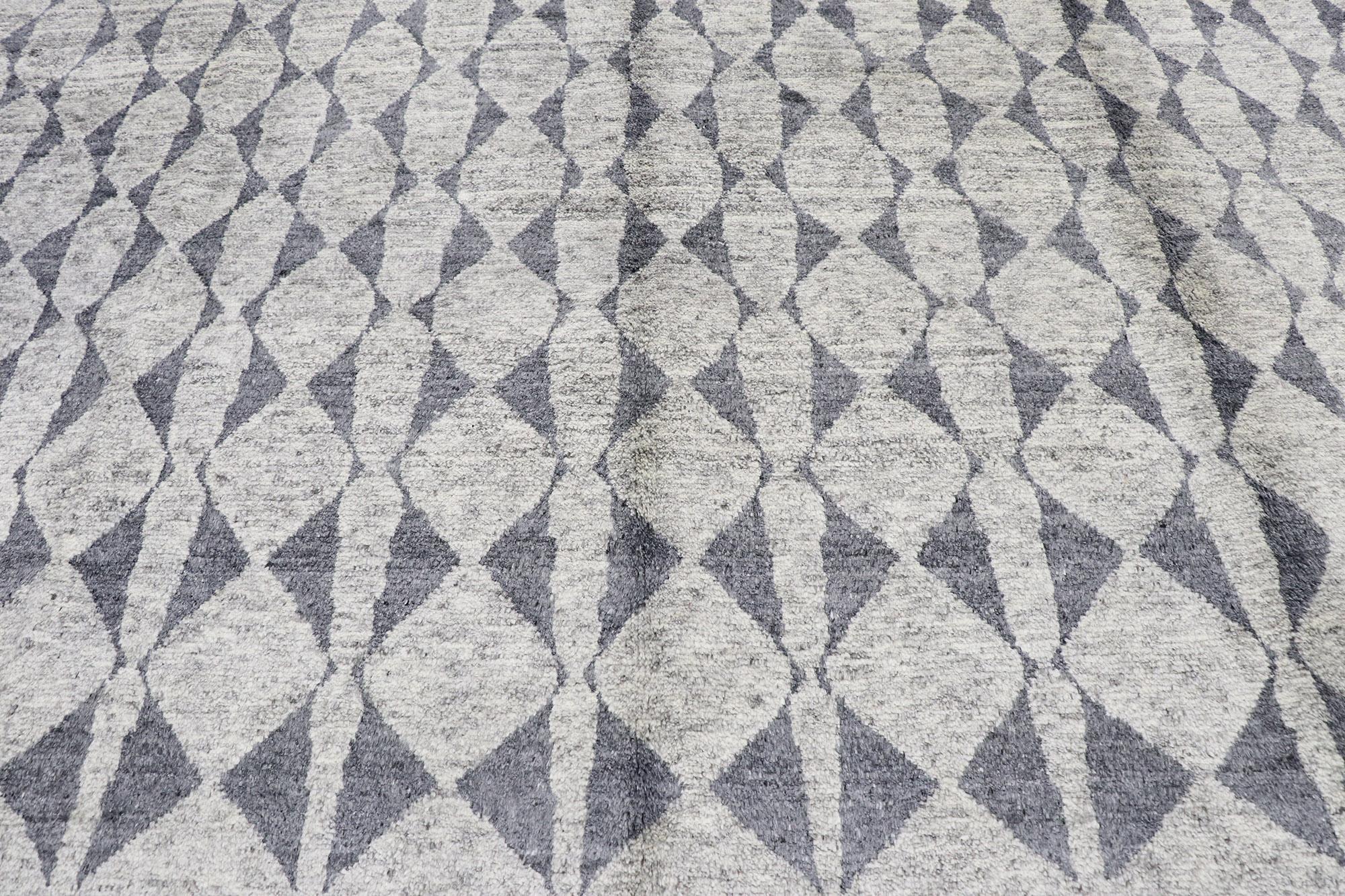 Indian New Contemporary Gray Moroccan Rug  For Sale