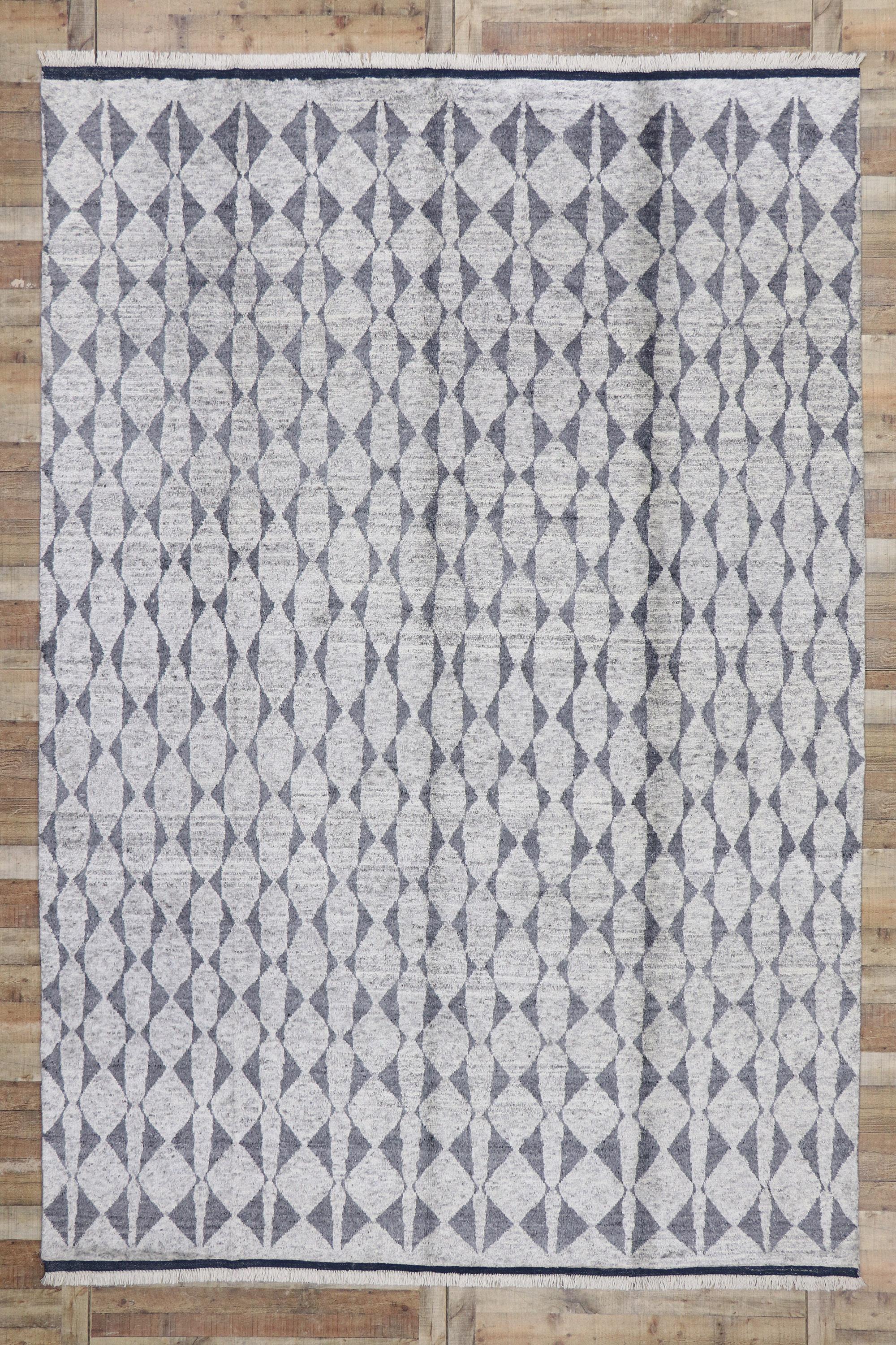 Laine Nouveau tapis marocain gris contemporain avec style scandinave moderne  en vente