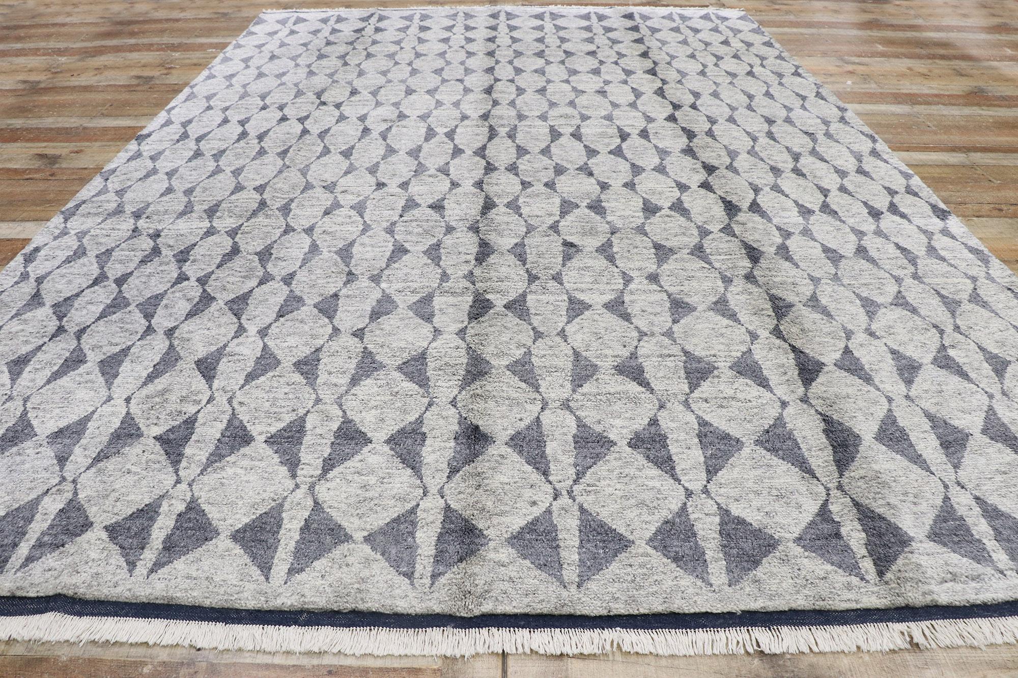 Wool New Contemporary Gray Moroccan Rug  For Sale