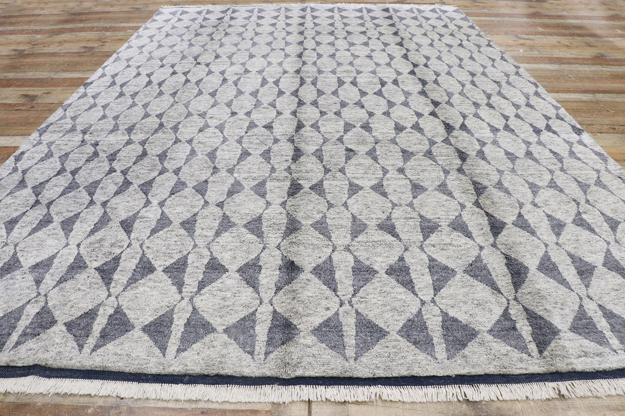 Wool New Contemporary Gray Moroccan Rug For Sale