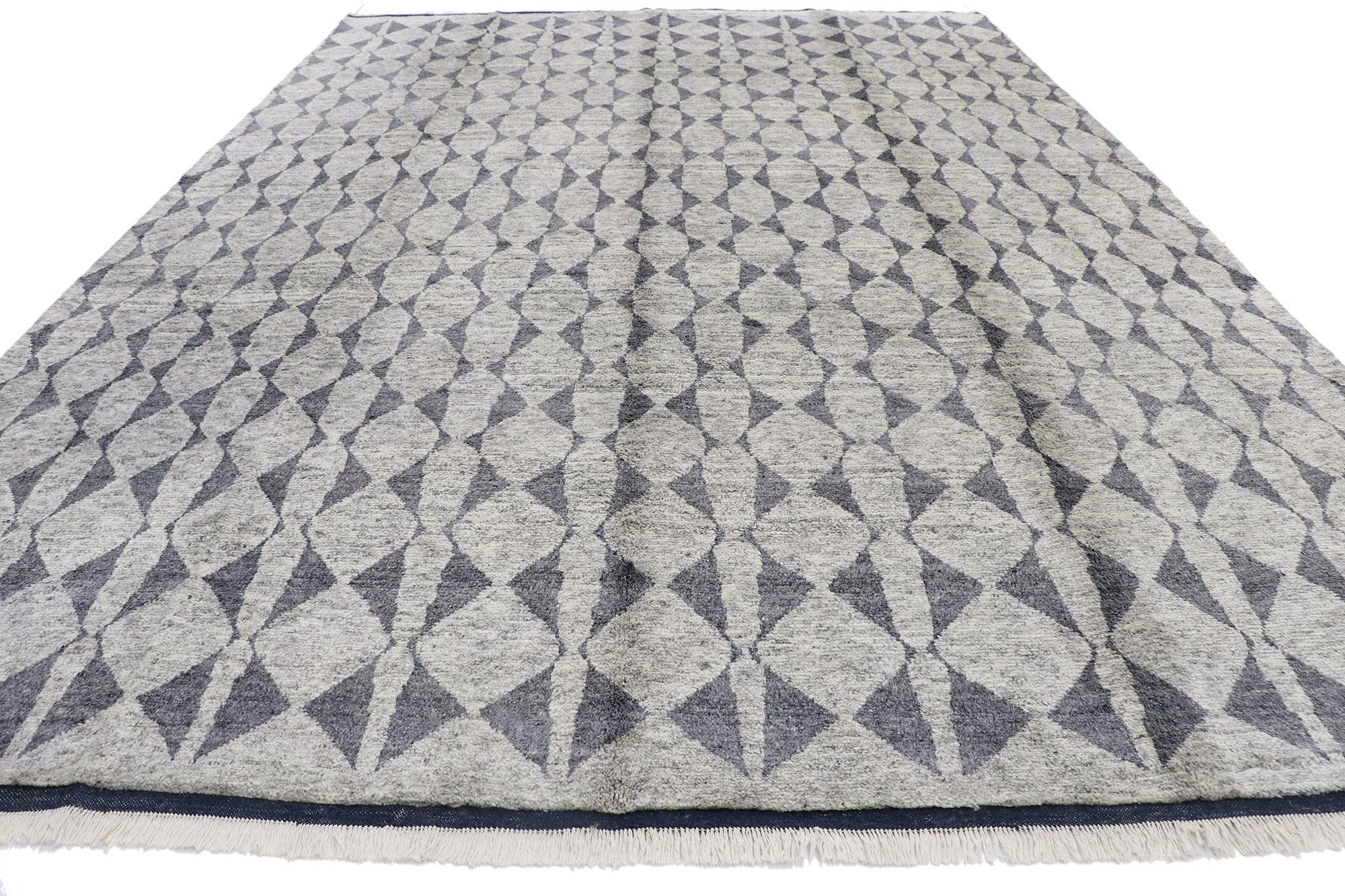 Modern New Contemporary Gray Moroccan Rug  For Sale