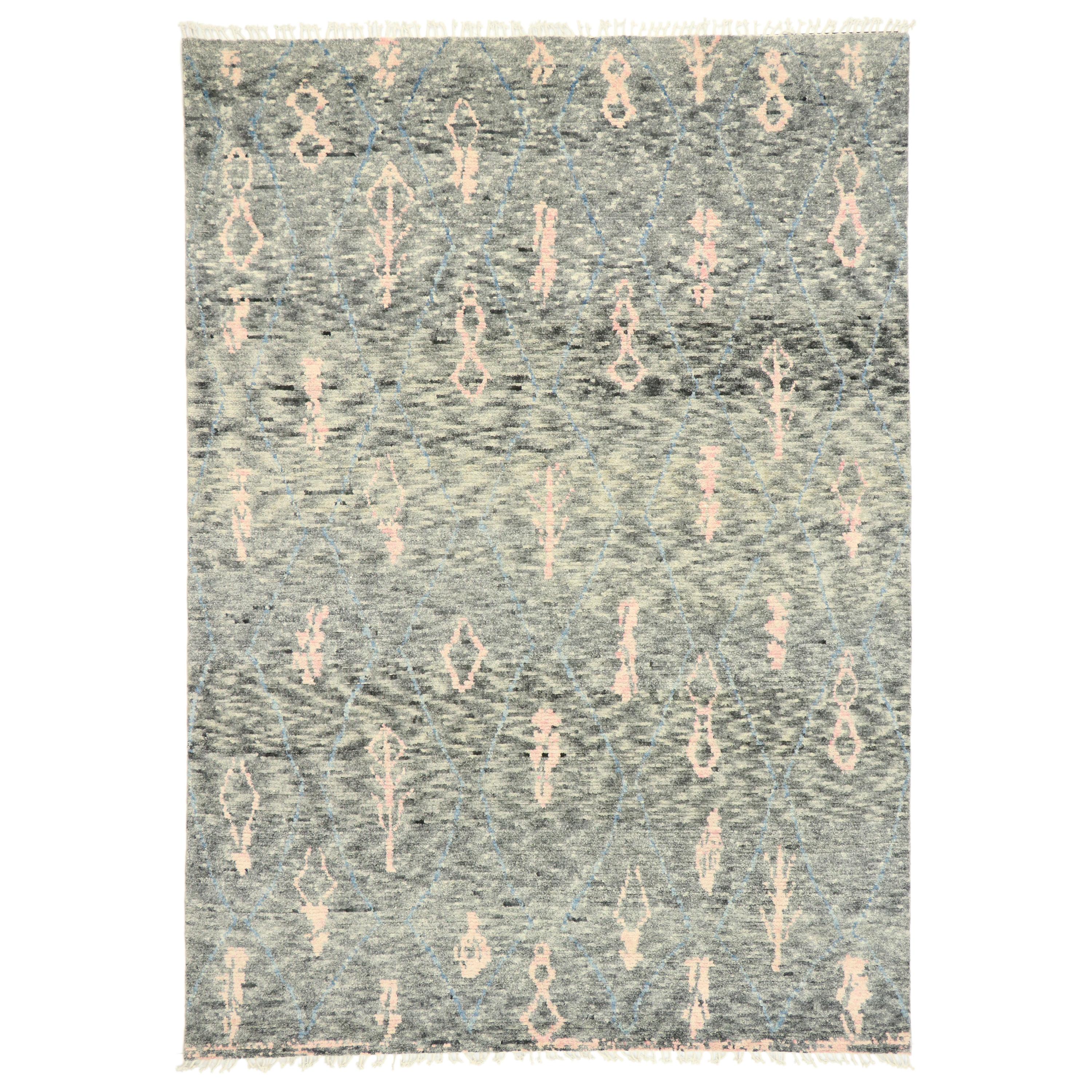 New Contemporary Moroccan Area Rug with Scandinavian Boho Chic Tribal Style For Sale