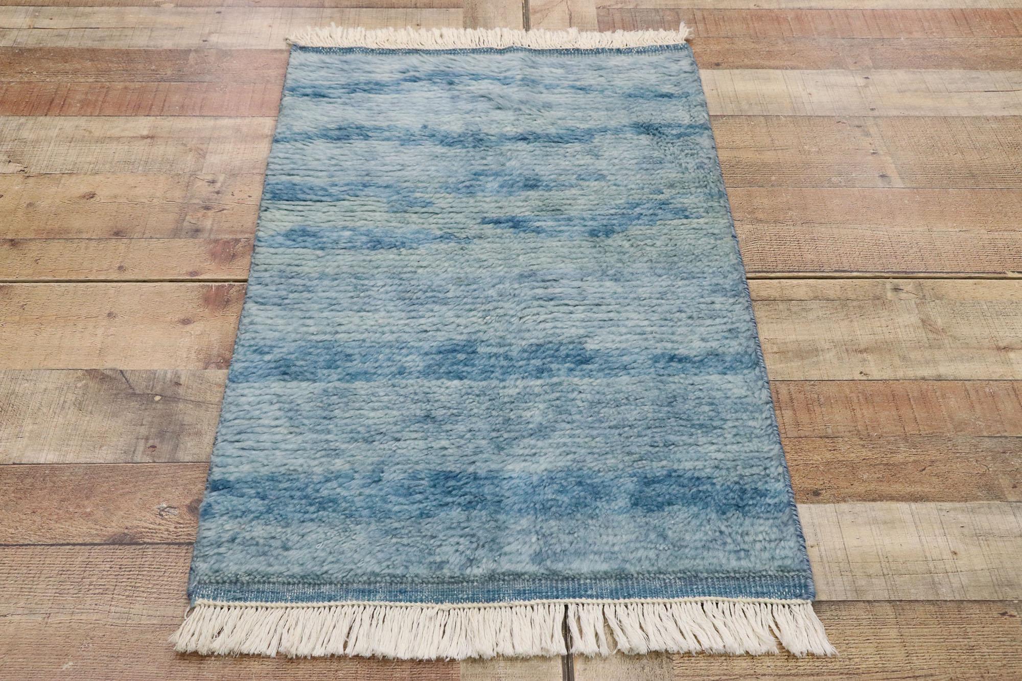 Wool New Contemporary Moroccan Beach Rug with Modern Coastal Style For Sale