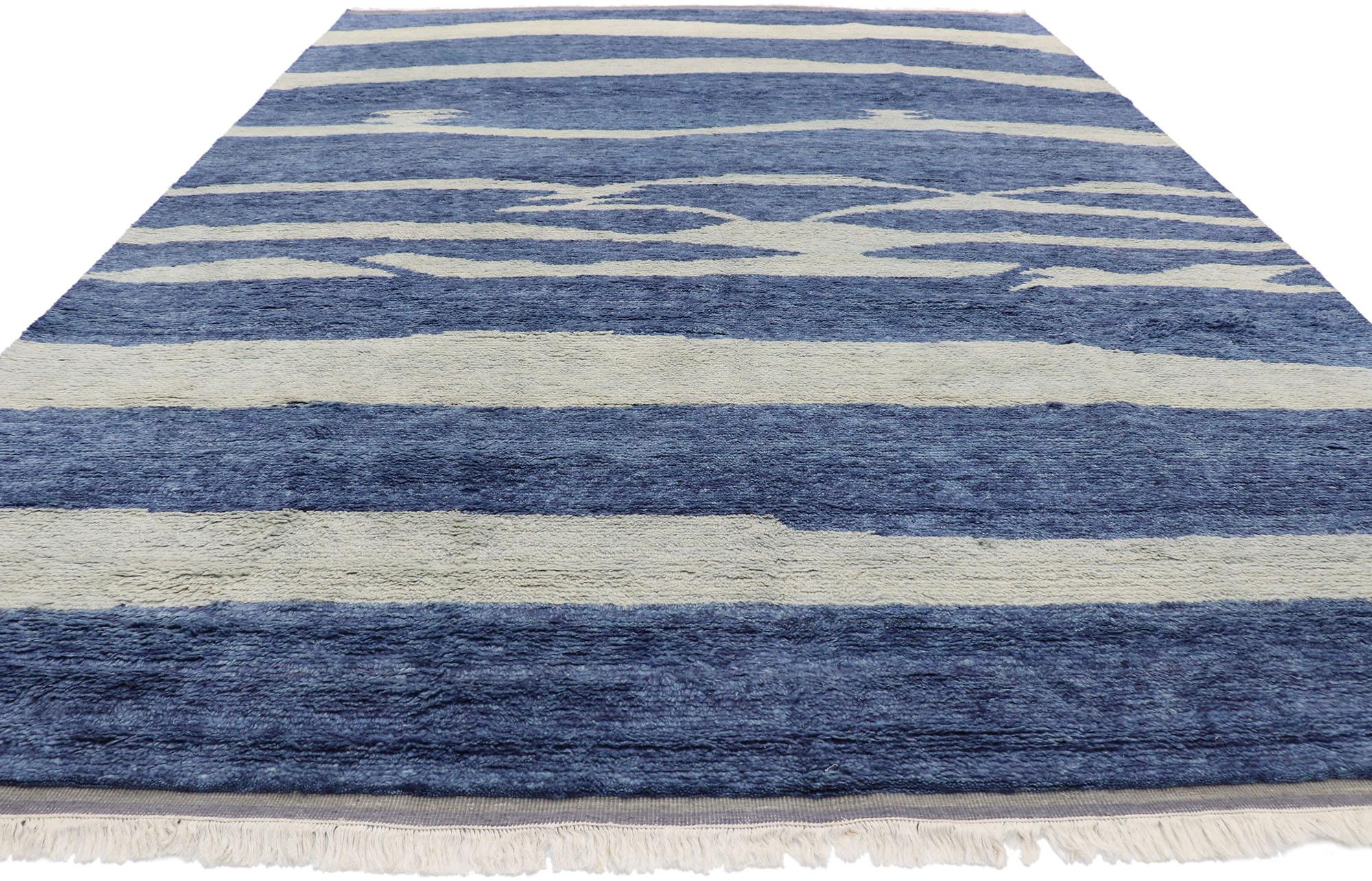 Modern New Contemporary Moroccan Beach Style Rug with Coastal Design For Sale