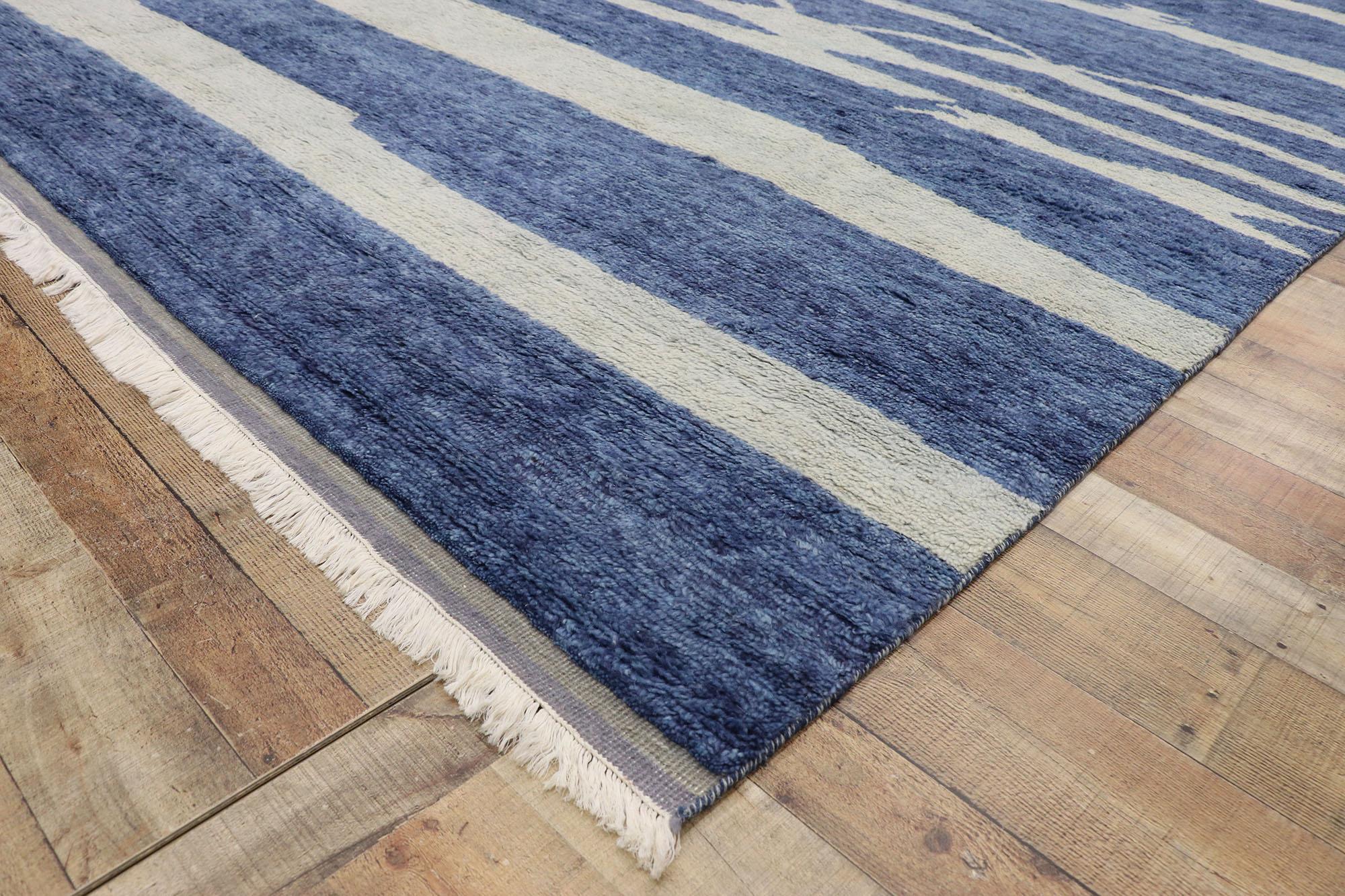 New Contemporary Moroccan Beach Style Rug with Coastal Design In New Condition For Sale In Dallas, TX