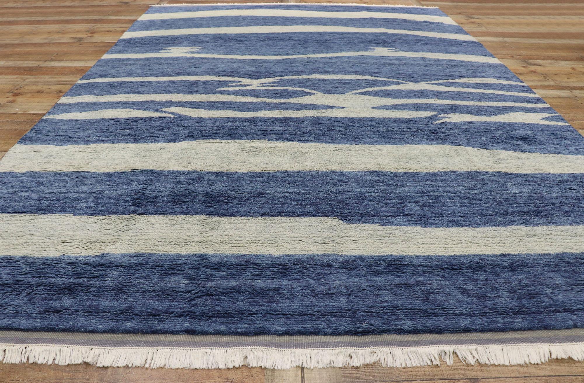 Wool New Contemporary Moroccan Beach Style Rug with Coastal Design For Sale