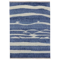 Nouveau tapis marocain contemporain de style de plage avec motif côtier