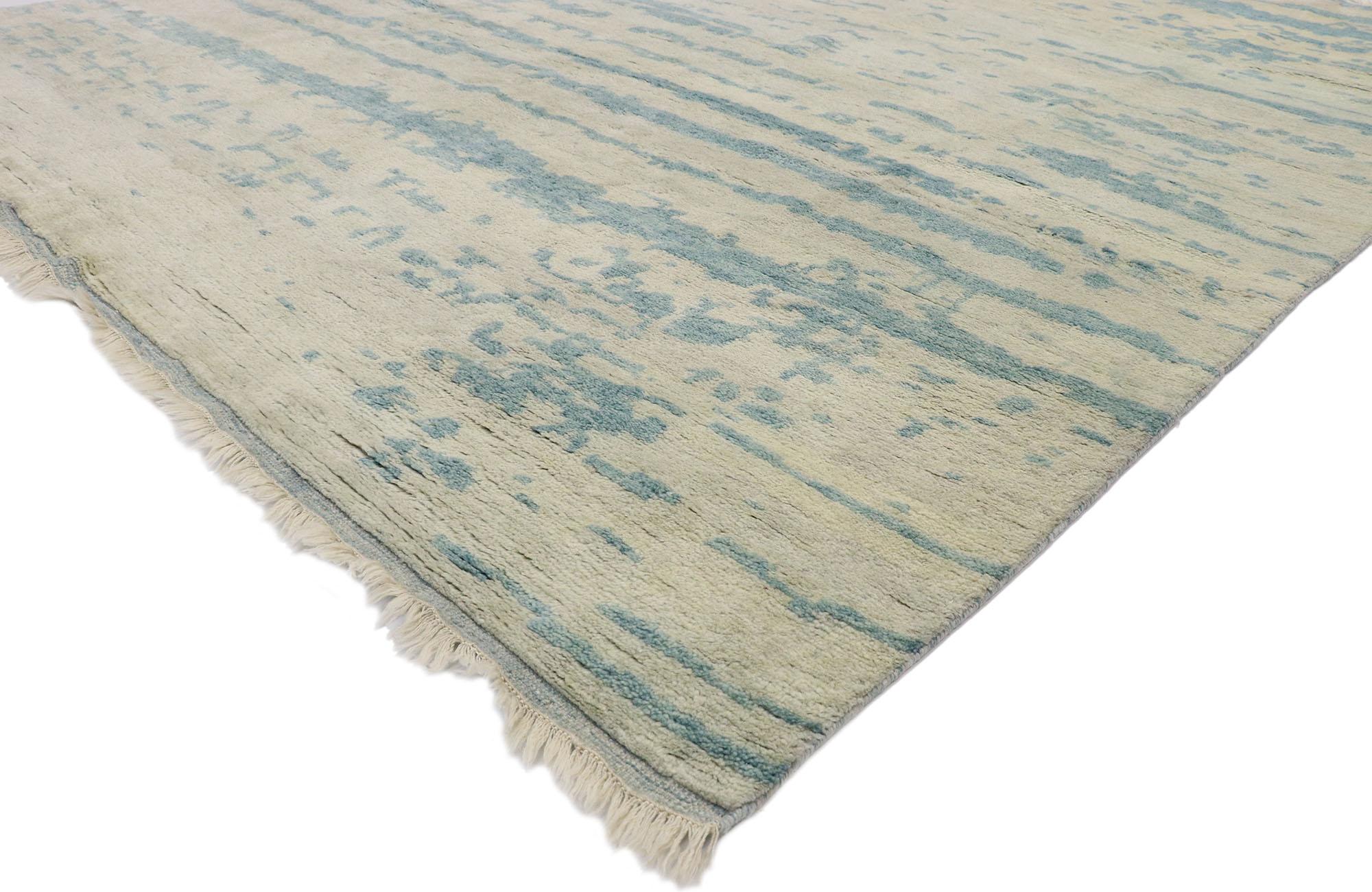 Modern New Contemporary Moroccan Beach Style Rug with Transitional Coastal Design For Sale