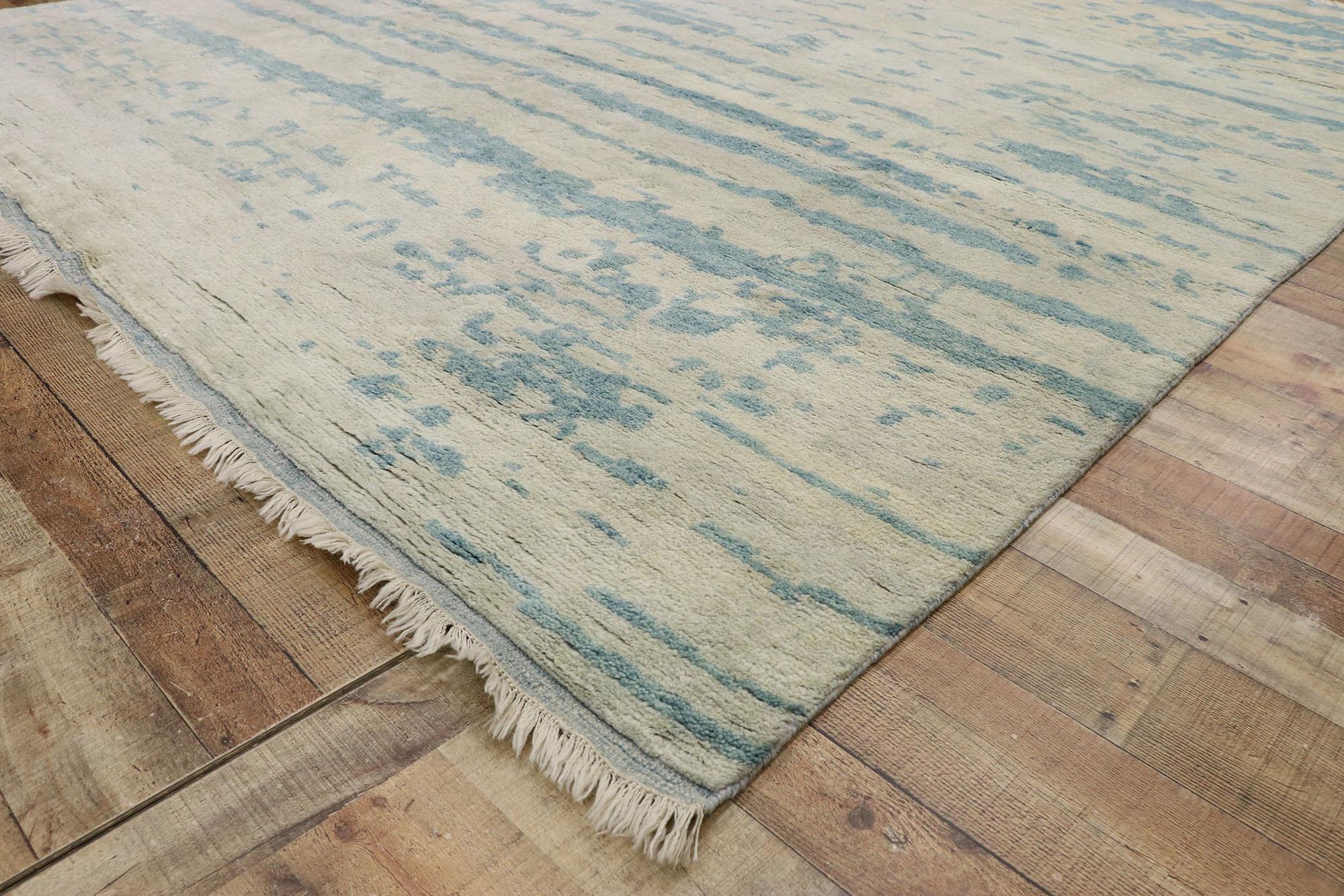 Wool New Contemporary Moroccan Beach Style Rug with Transitional Coastal Design For Sale