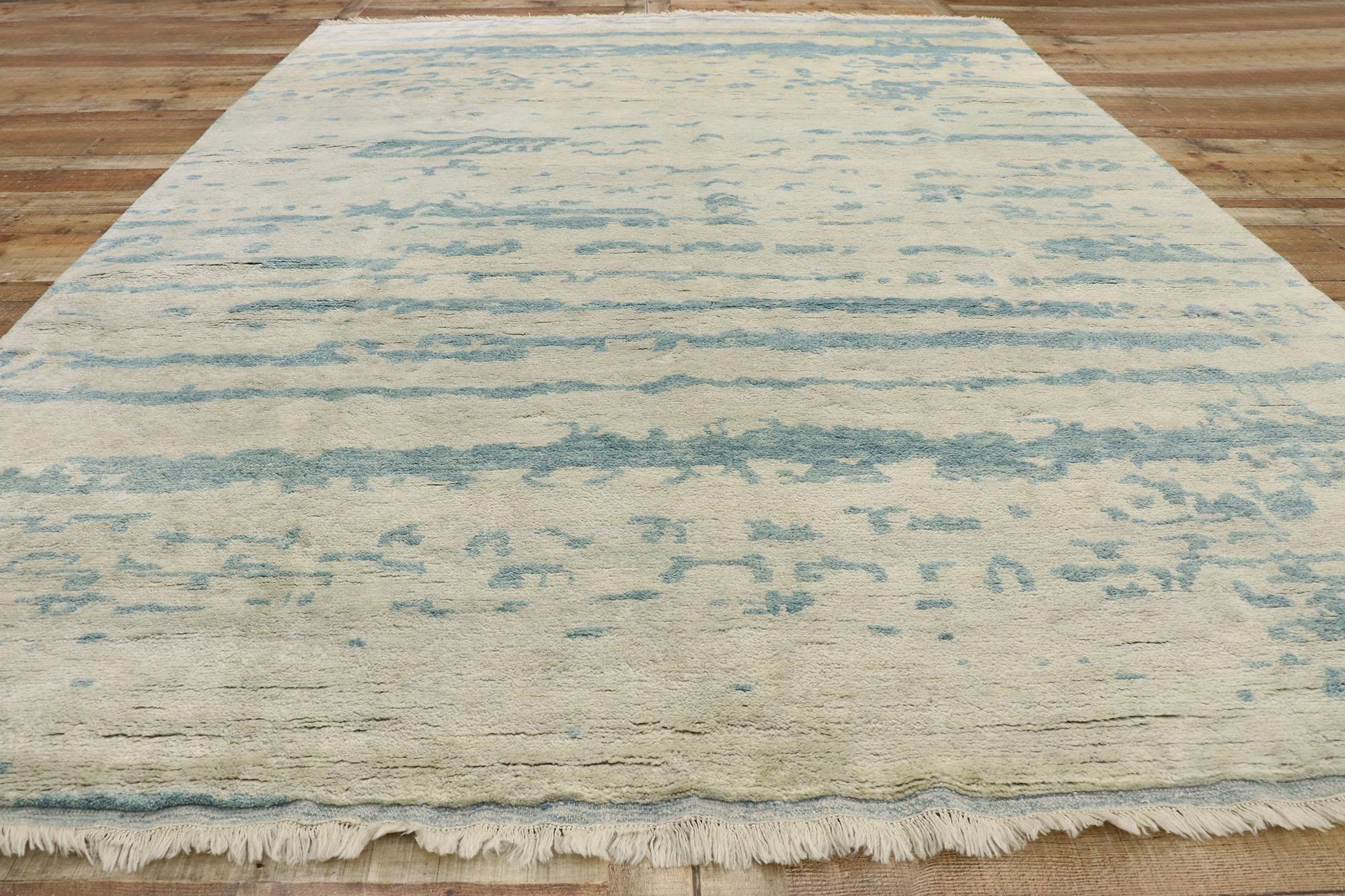 New Contemporary Moroccan Beach Style Rug with Transitional Coastal Design For Sale 1