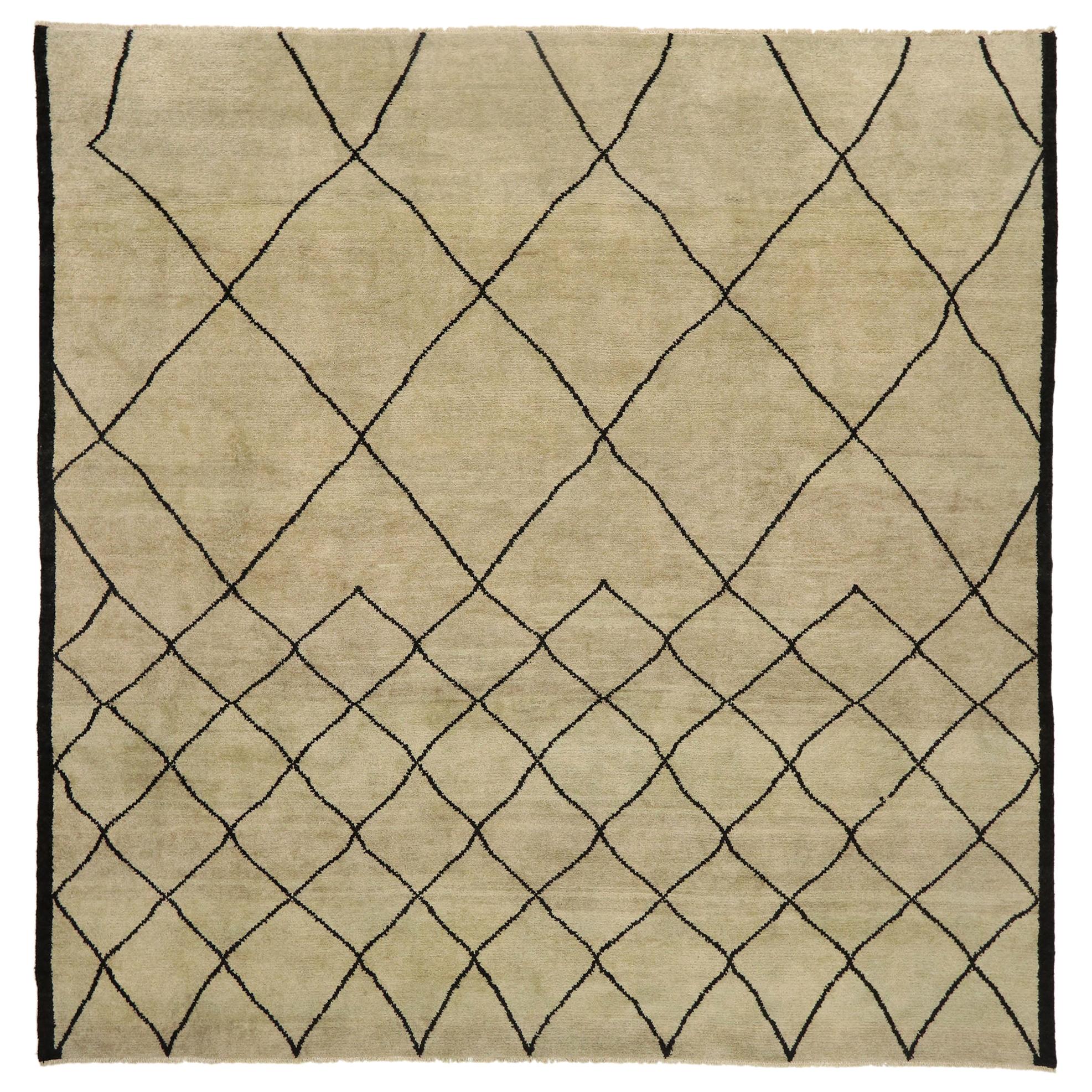 New Contemporary Moroccan Design Rug with Mid-Century Modern Style For Sale