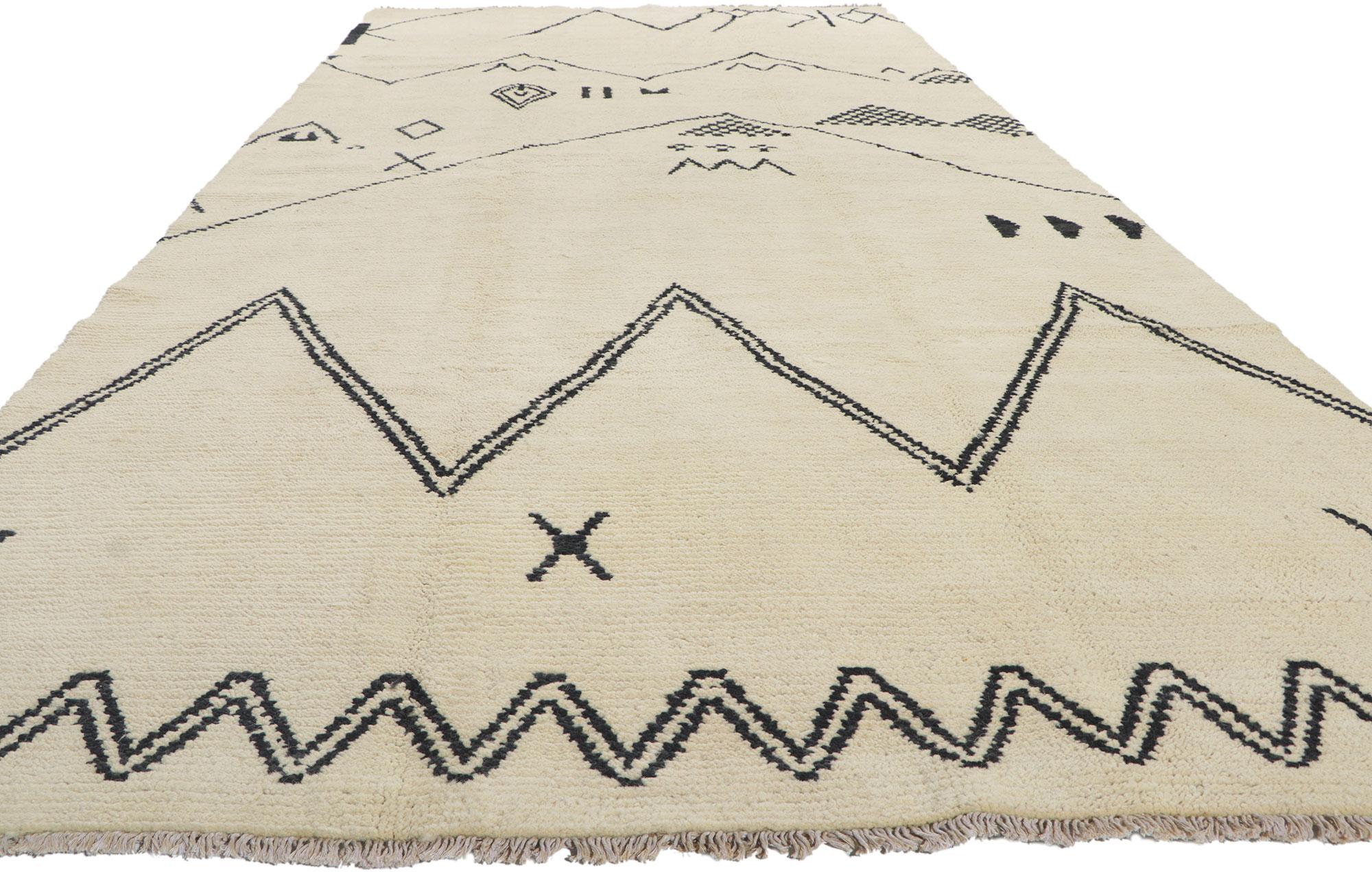 Pakistani New Contemporary Moroccan Gallery Rug with Tribal Style For Sale