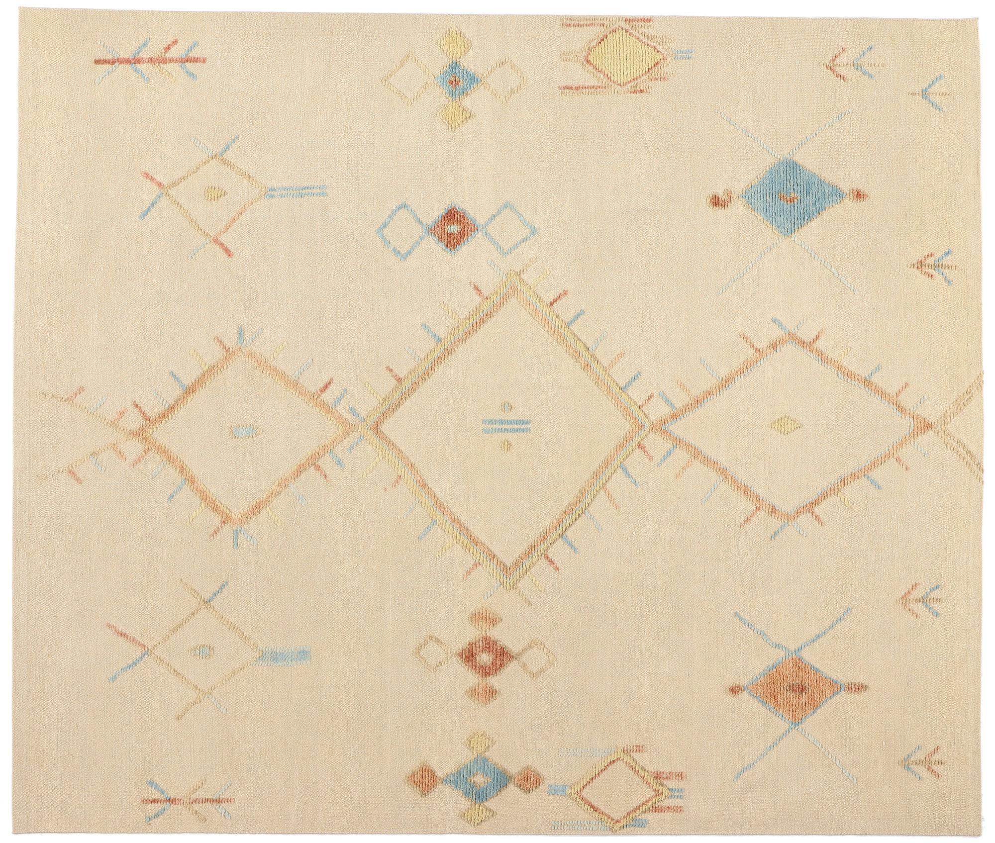 New Contemporary Moroccan High-Low Rug, Cozy Boho Chic Meets Tribal Allure For Sale 3