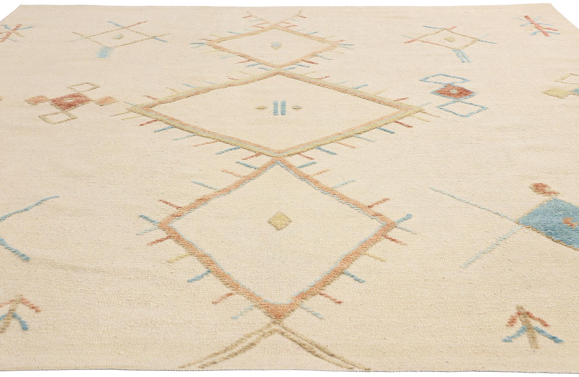 Bohemian New Contemporary Moroccan High-Low Rug, Cozy Boho Chic Meets Tribal Allure For Sale