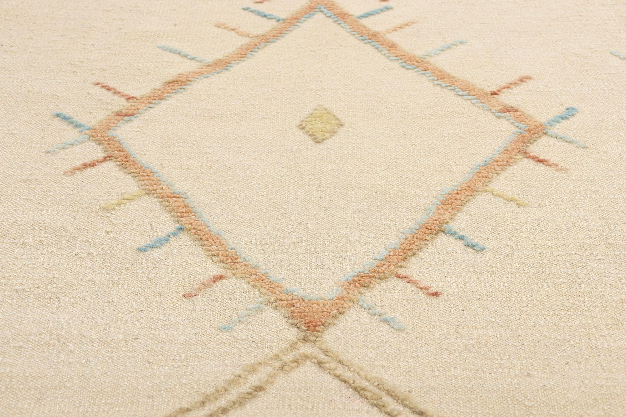 Hand-Knotted New Contemporary Moroccan High-Low Rug, Cozy Boho Chic Meets Tribal Allure For Sale