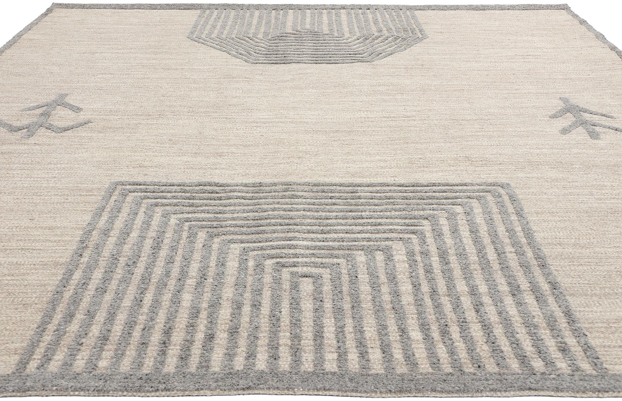 Organic Modern New Contemporary Moroccan High-Low Rug, Tribal Enchantment Meets Brutalism For Sale