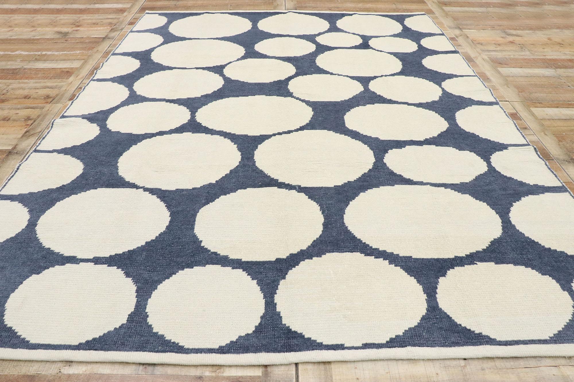 Turkish New Contemporary Moroccan Polka Dot Orphism Style Rug Inspired by Yayoi Kusama