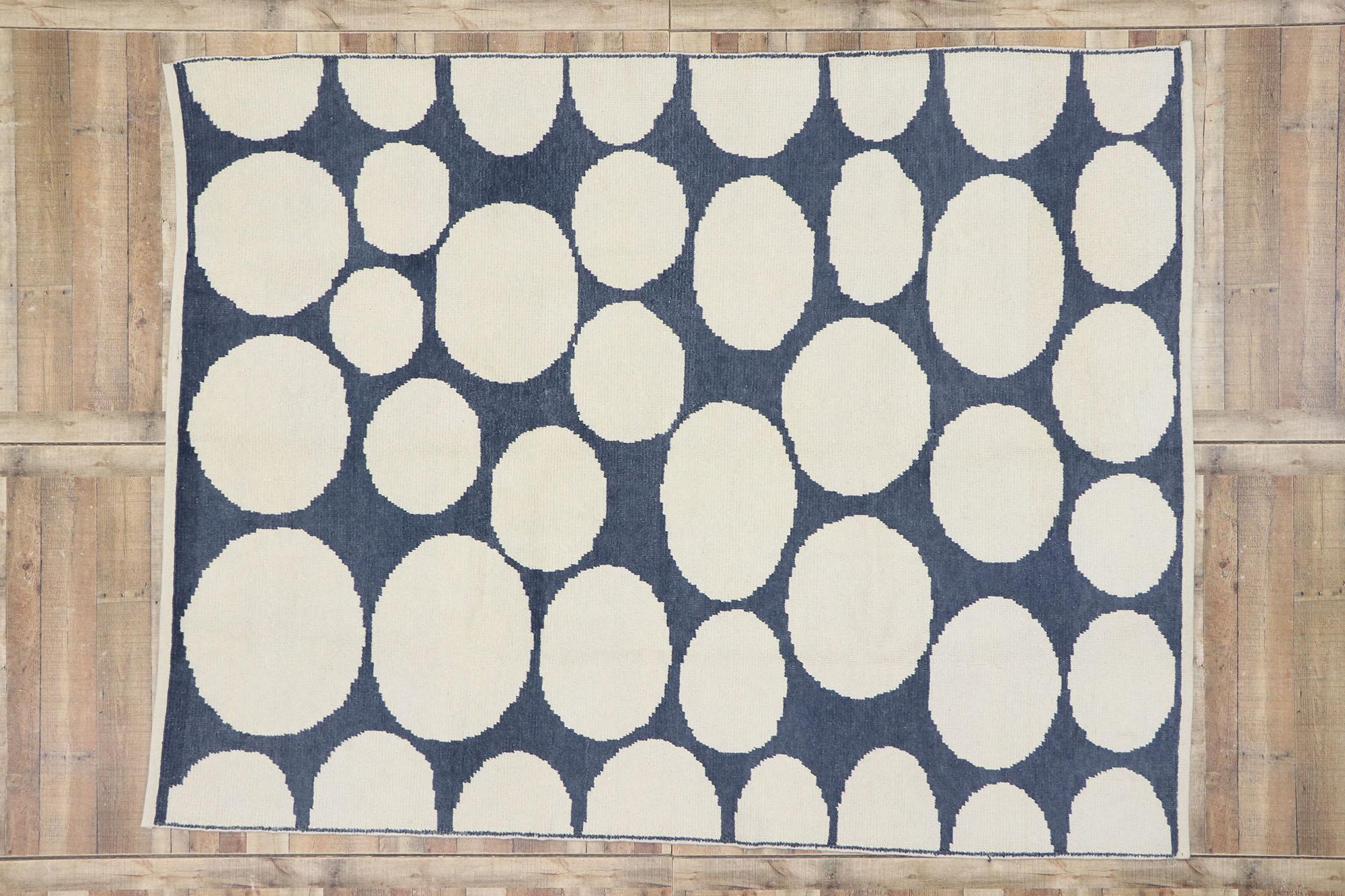 Hand-Knotted New Contemporary Moroccan Polka Dot Orphism Style Rug Inspired by Yayoi Kusama