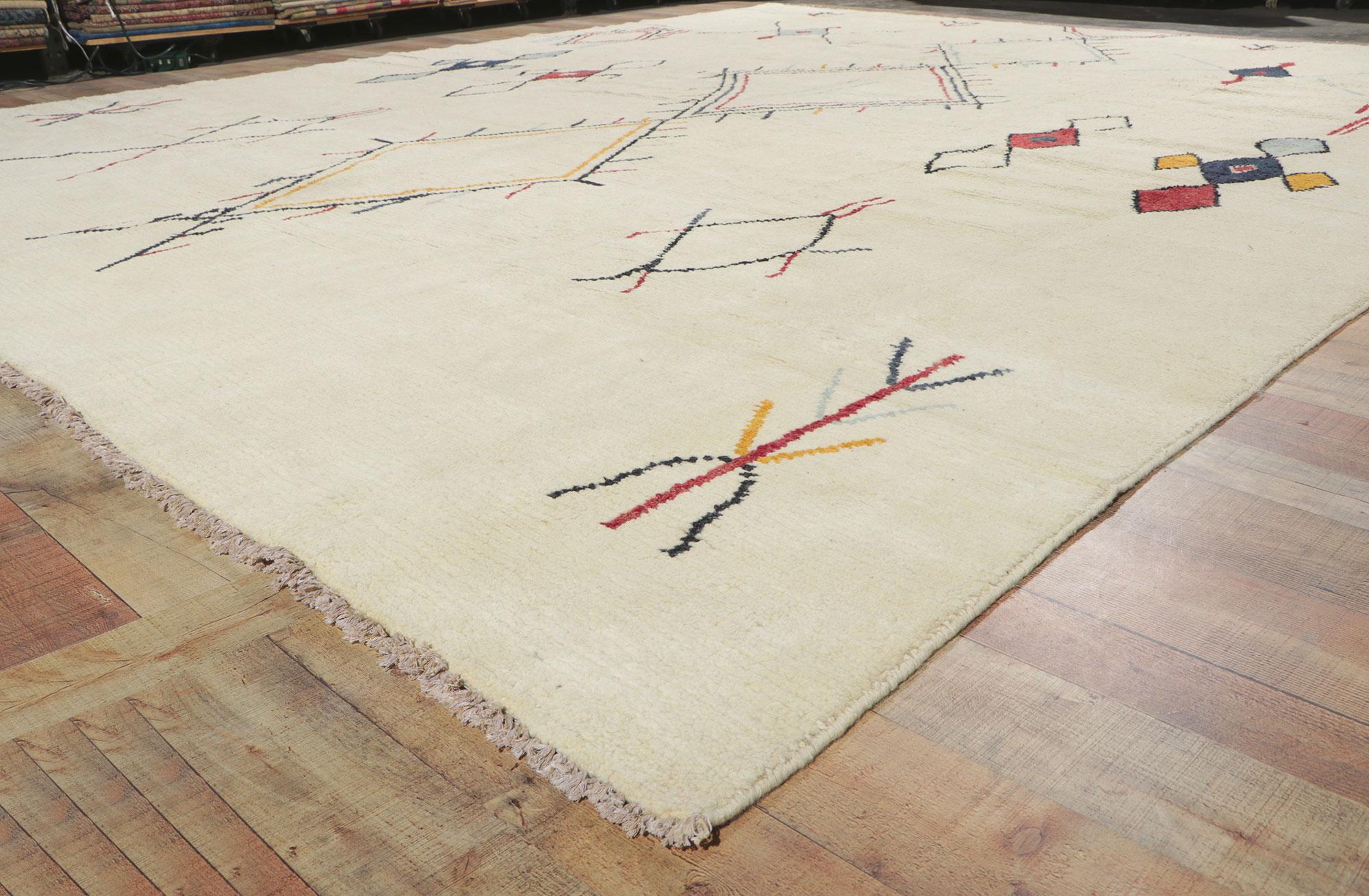 Contemporary Boho-Mid Mod Moroccan Chalet Rug, Bohemian Meets Midcentury Modern For Sale