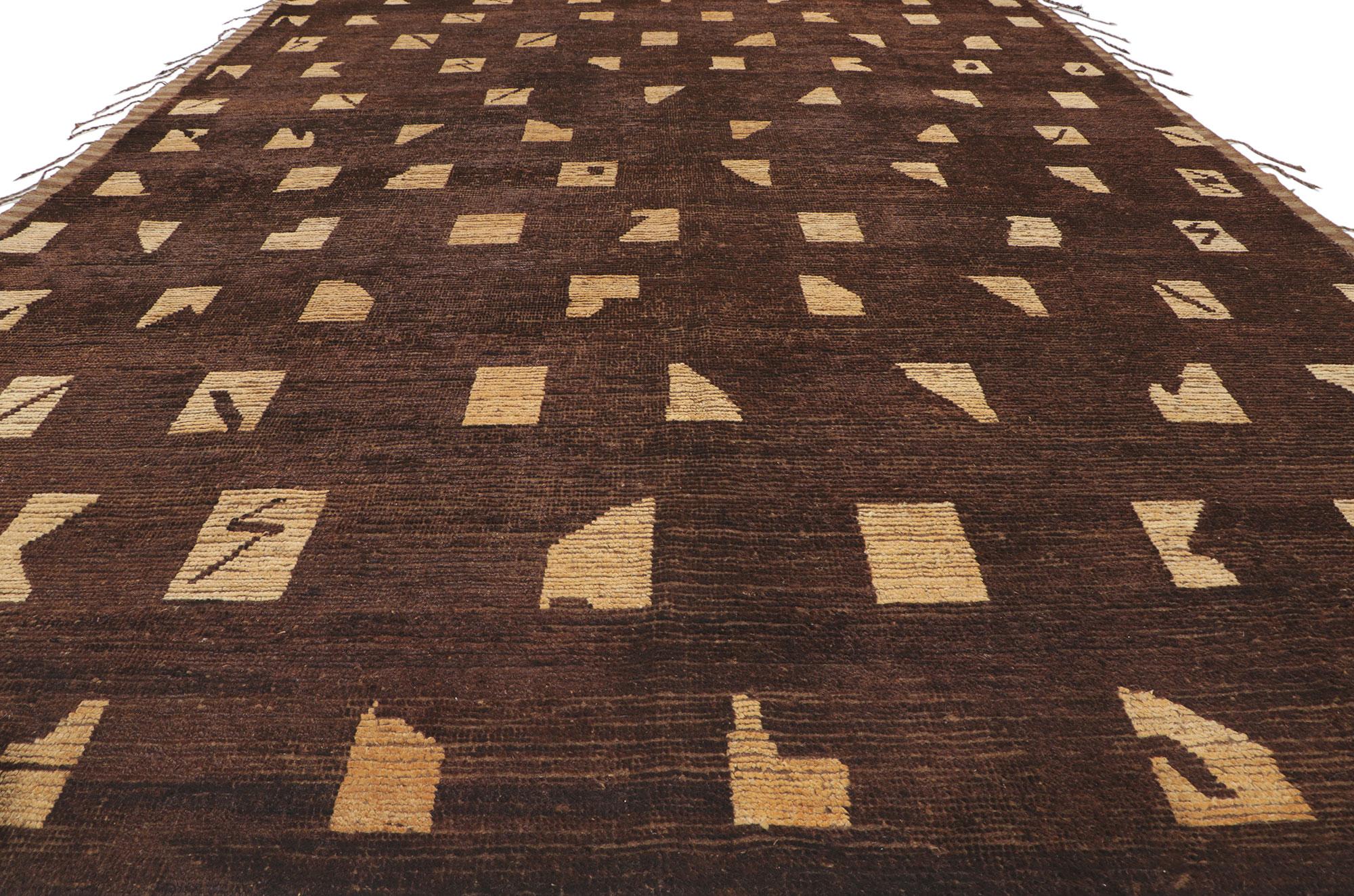 Large Earthy Tone Moroccan Rug, Organic Modern Meets Bauhaus Style In New Condition For Sale In Dallas, TX