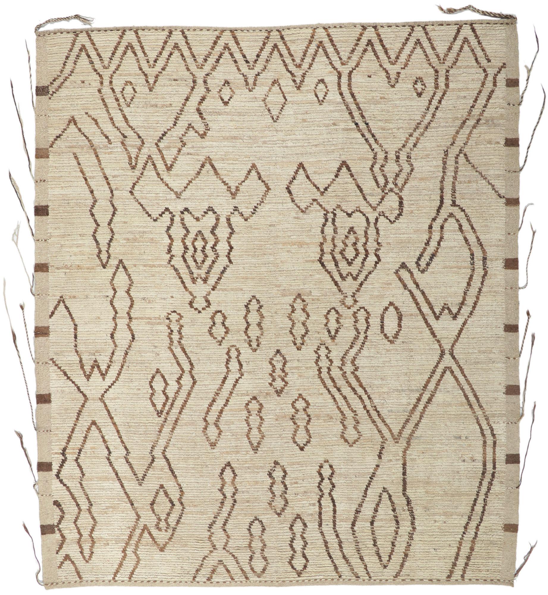 Wool New Contemporary Moroccan Carpet For Sale
