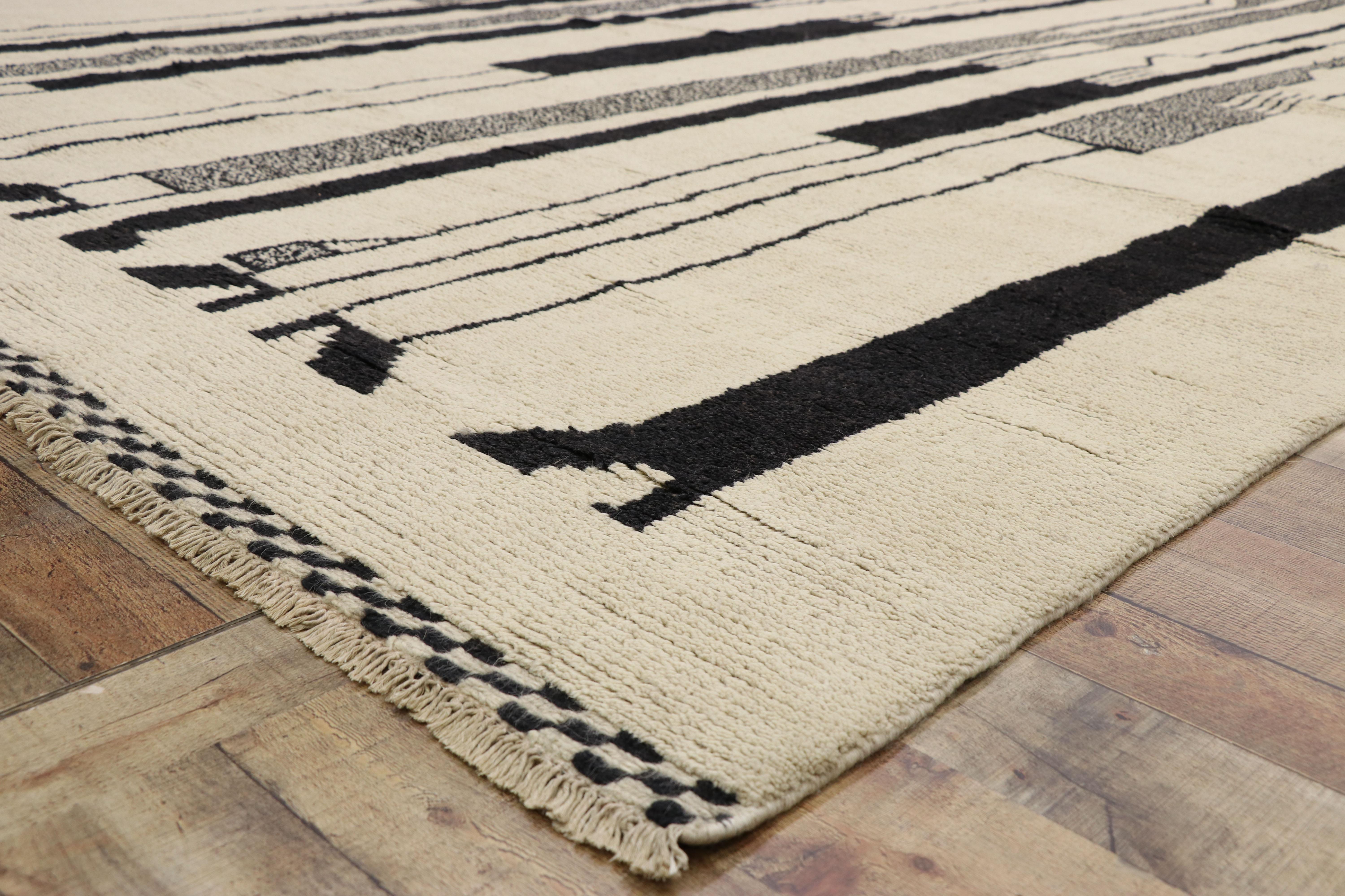 Hand-Knotted New Contemporary Moroccan Rug Inspired by Alberto Giacometti Dogon Tribe For Sale