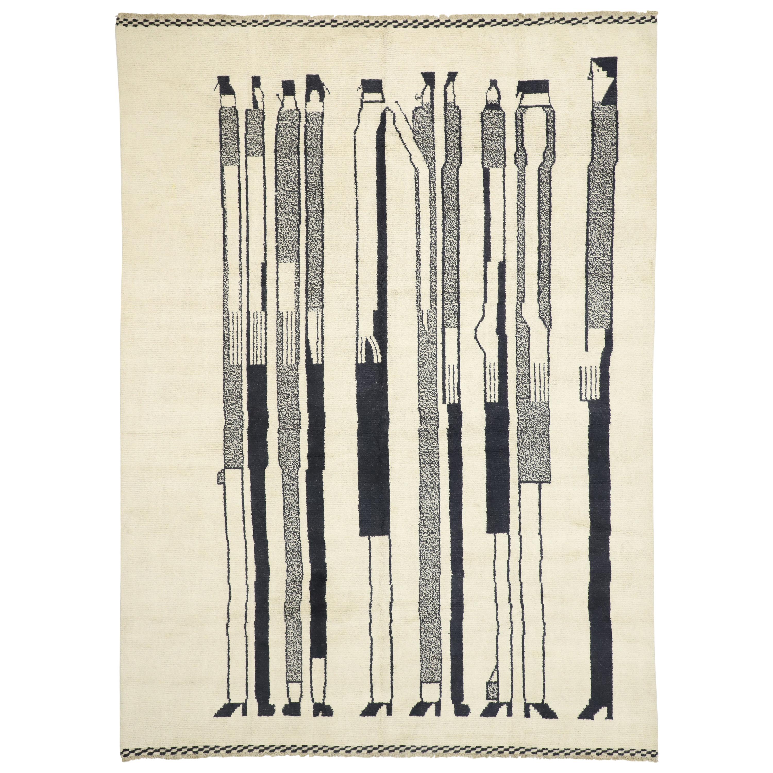 New Contemporary Moroccan Rug Inspired by Alberto Giacometti Dogon Tribe