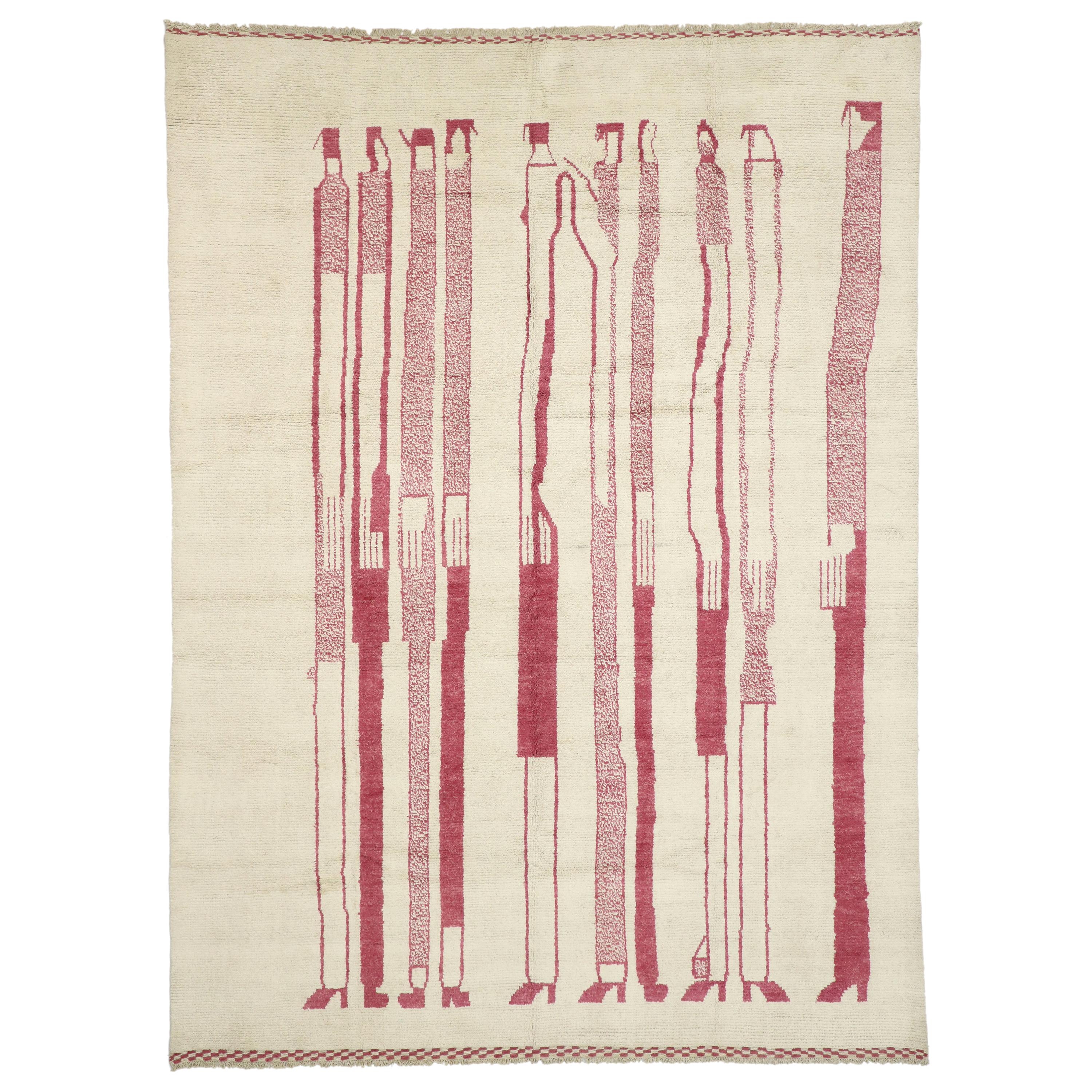 New Contemporary Moroccan Rug Inspired by Alberto Giacometti Dogon Tribe 