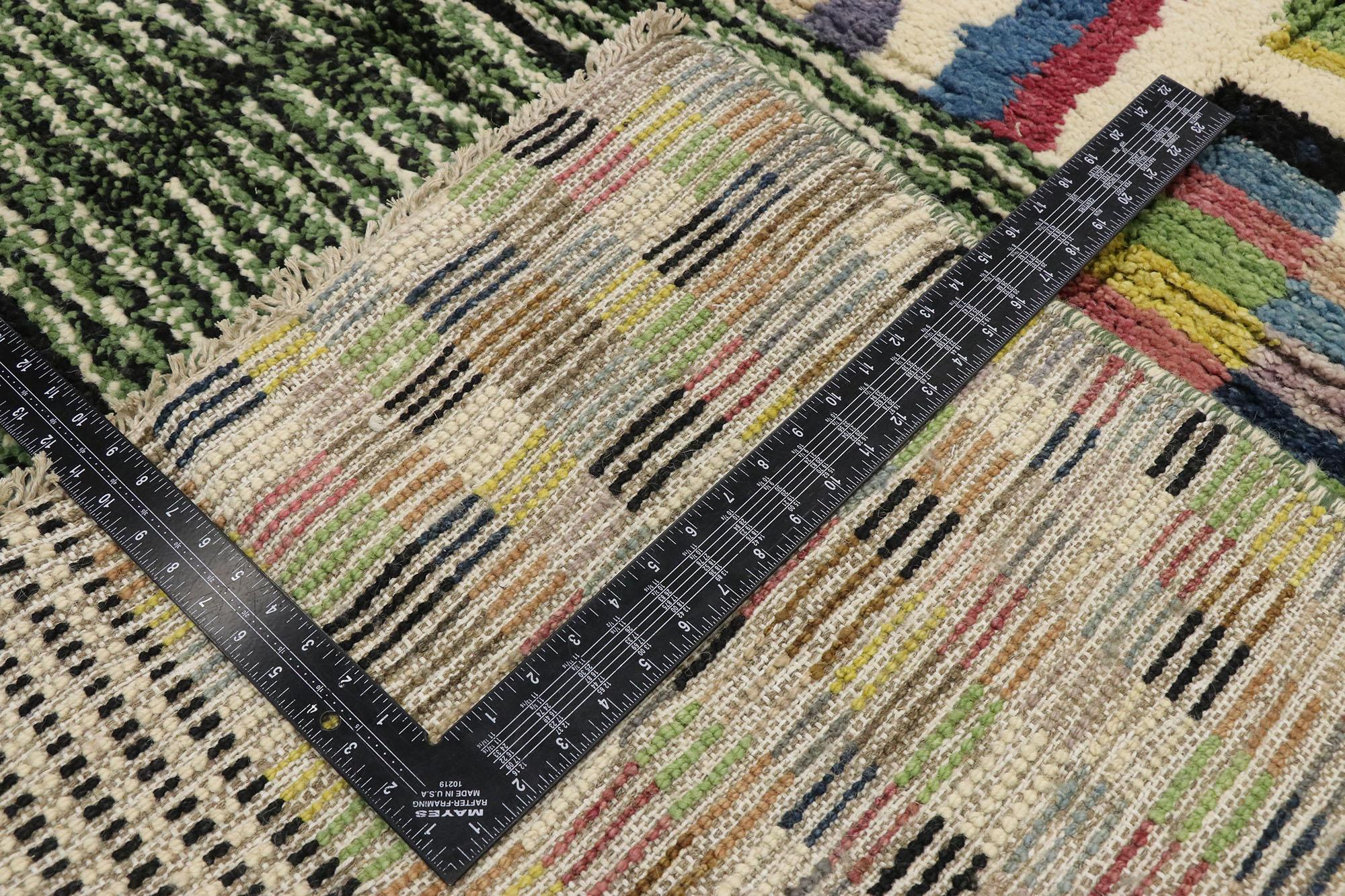 Hand-Knotted New Contemporary Moroccan Rug Inspired by Ettore Sottsass with Postmodern Style