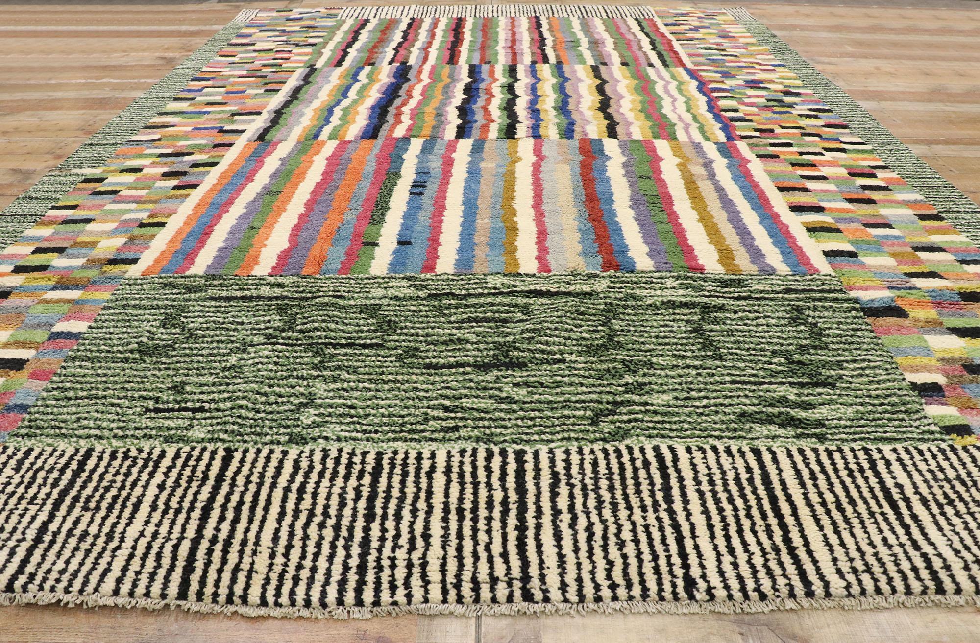 Wool New Contemporary Moroccan Rug Inspired by Ettore Sottsass with Postmodern Style