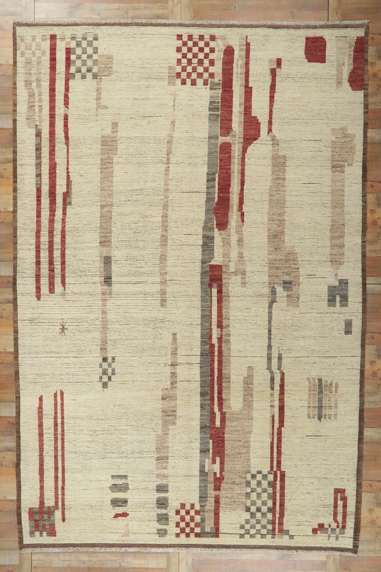 Moderner marokkanischer Teppich im Bauhaus-Stil, inspiriert von Gunta Stolz (Handgeknüpft) im Angebot