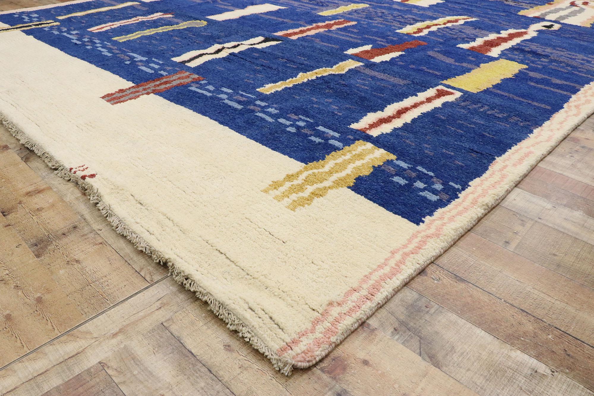 Hand-Knotted New Contemporary Moroccan Rug Inspired by Robert Delaunay & Paul Klee For Sale