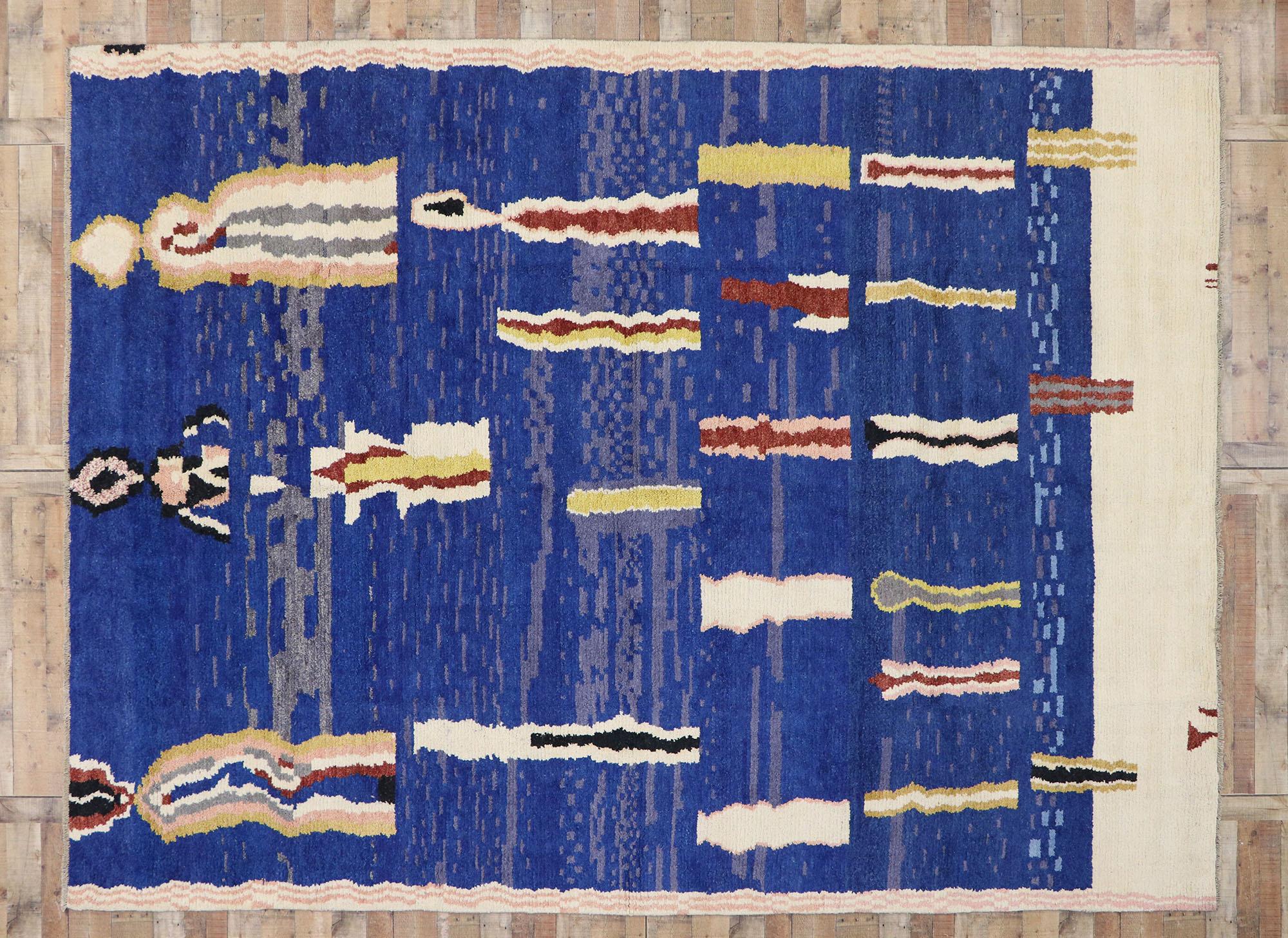 Laine Nouveau tapis marocain contemporain inspiré par Robert Delaunay et Paul Klee en vente