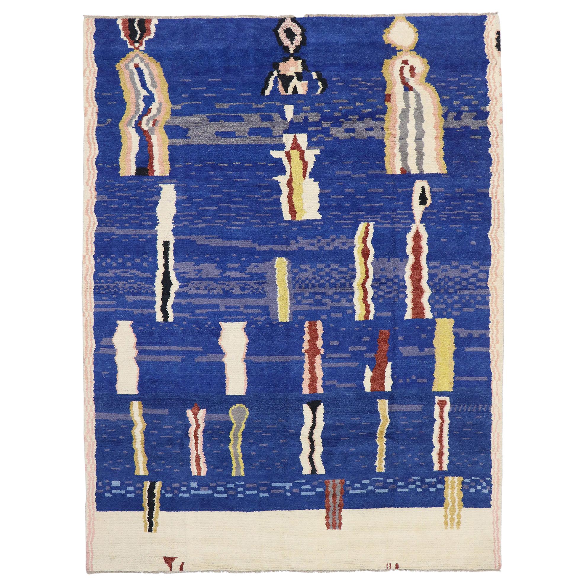Nueva alfombra marroquí contemporánea inspirada en Robert Delaunay y Paul Klee