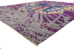 Nouveau tapis marocain contemporain inspiré du papillon Callippe Silverspot de Warhol