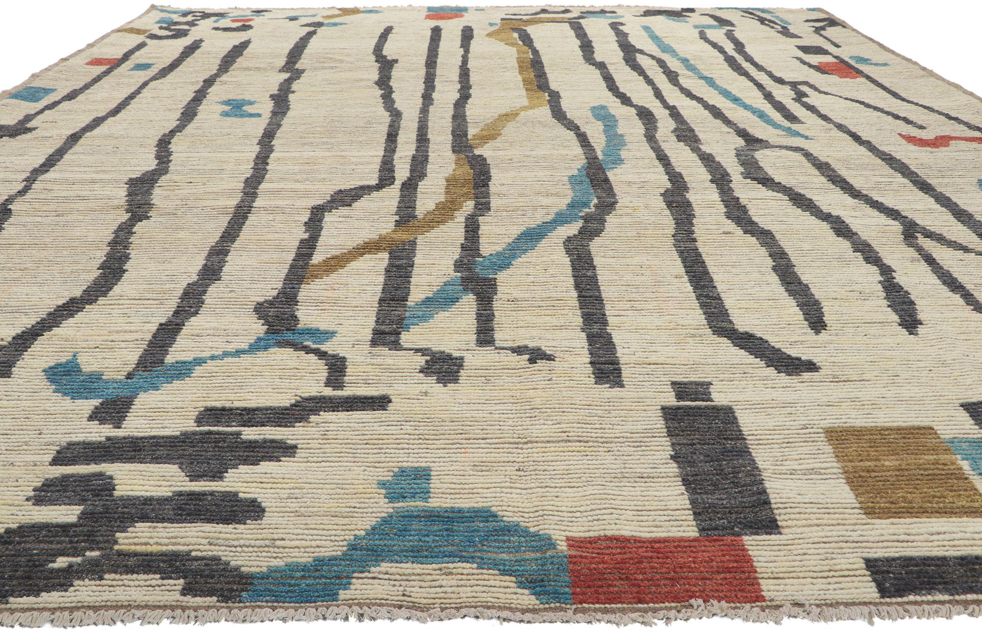 Expressionist Modern Style Moroccan Rug Inspired by Willem De Kooning For Sale