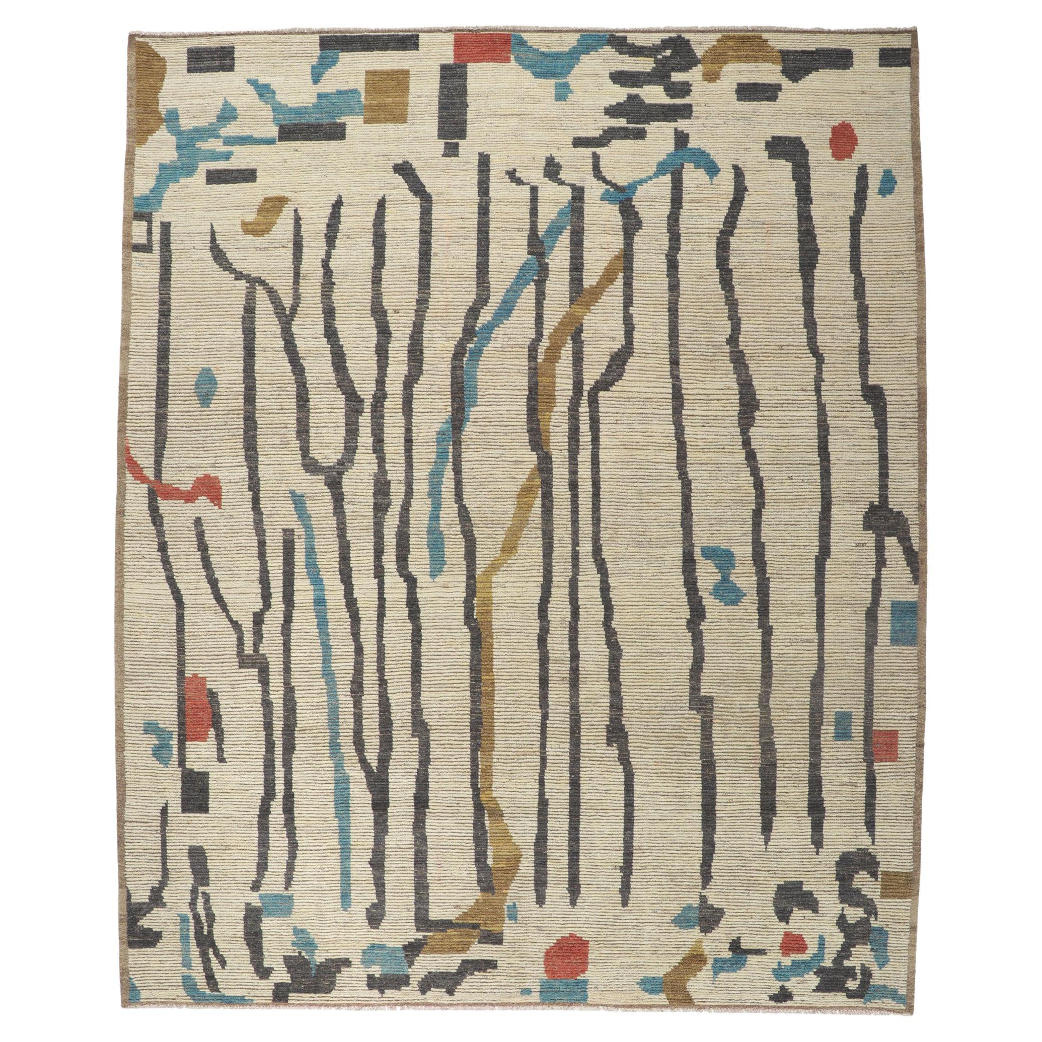 Modern Style Moroccan Rug Inspired by Willem De Kooning
