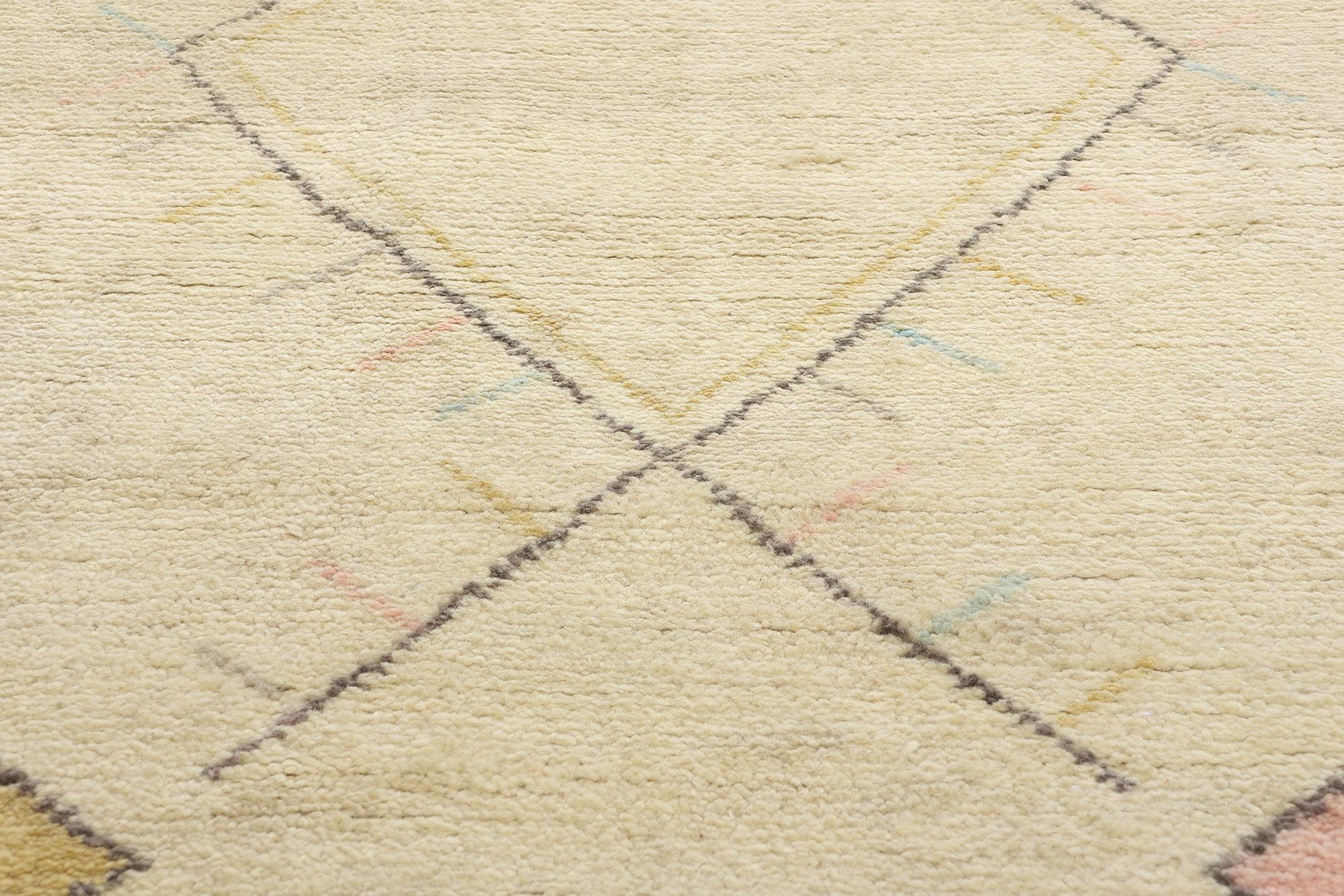 Hand-Knotted New Contemporary Moroccan Rug, Tribal Enchantment Meets Boho Chic For Sale