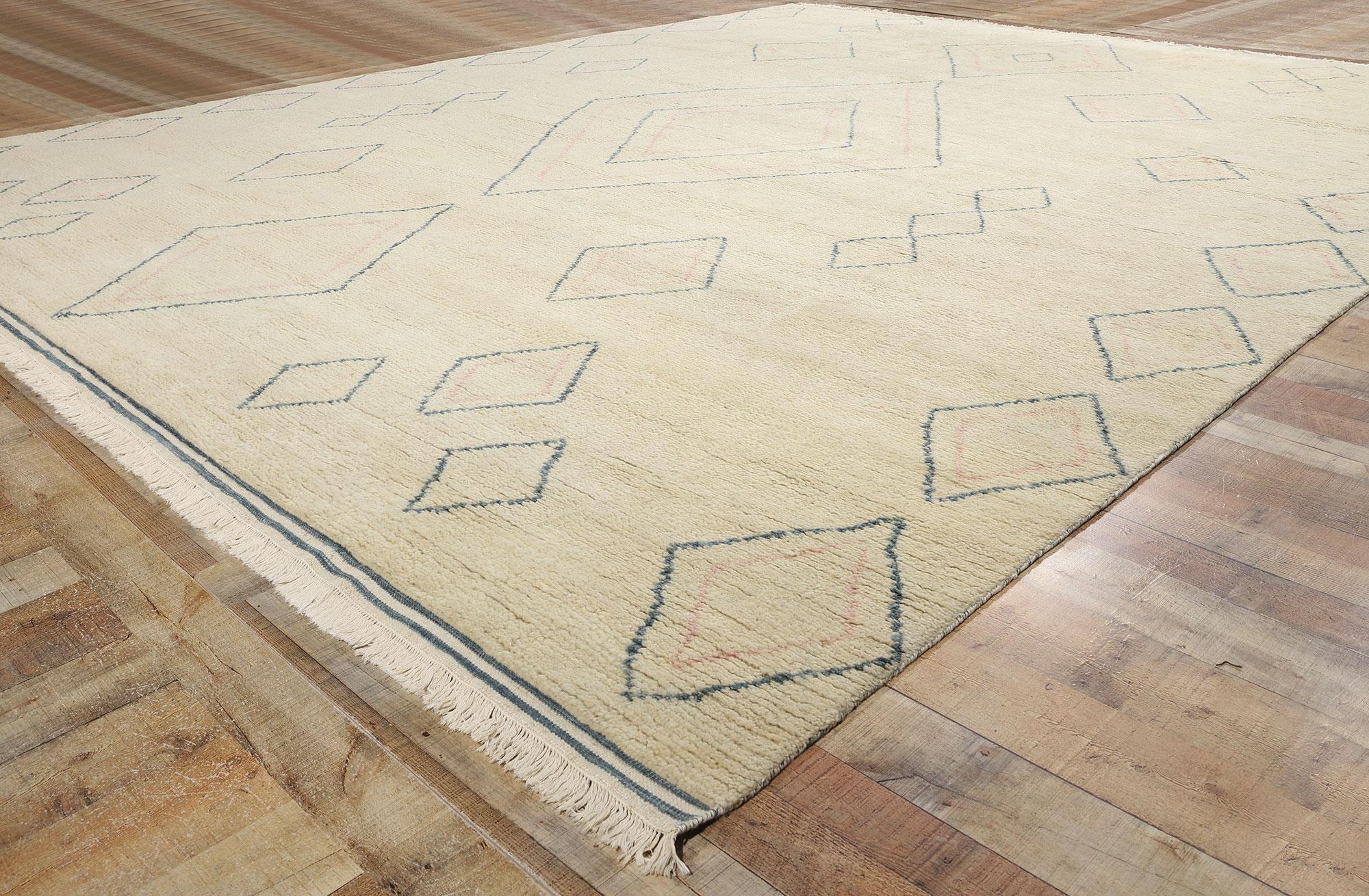 Wool New Contemporary Moroccan Rug, Tribal Enchantment Meets Boho Chic For Sale