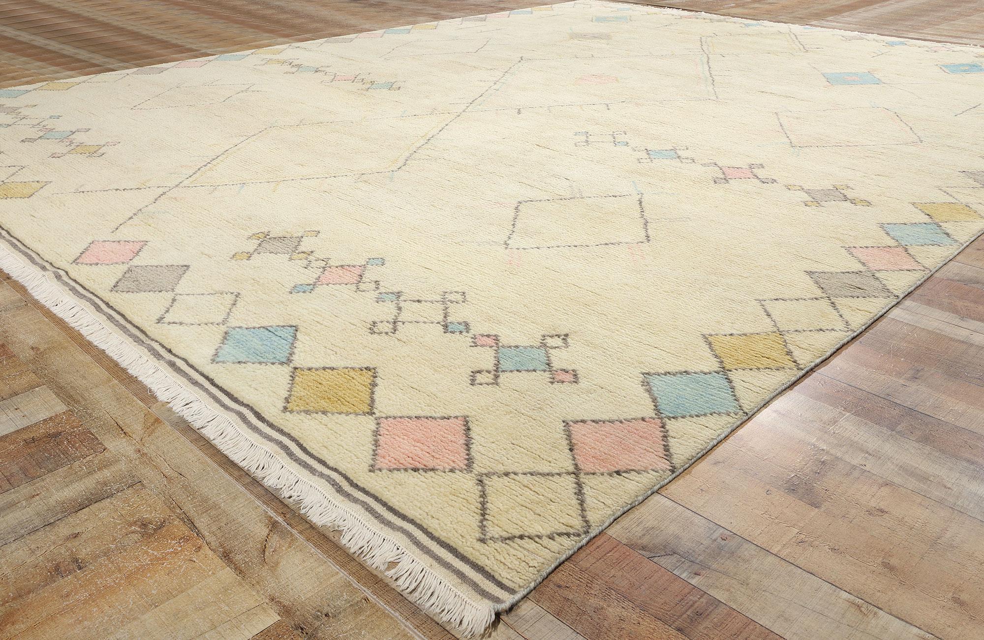 Wool New Contemporary Moroccan Rug, Tribal Enchantment Meets Boho Chic For Sale