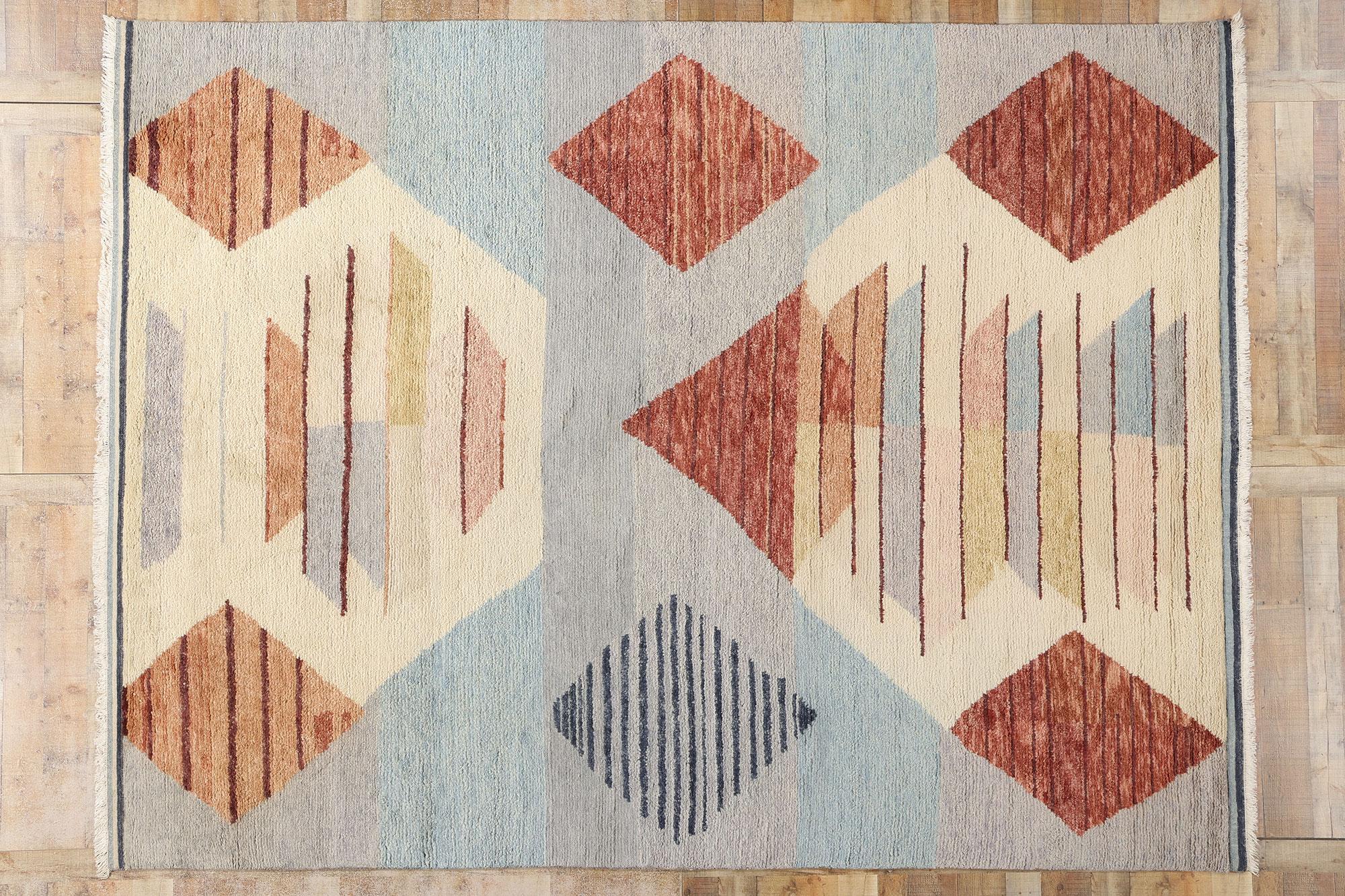 New Contemporary Moroccan Rug, Stammeszauber trifft auf gemütlichen Boho Chic im Angebot 1