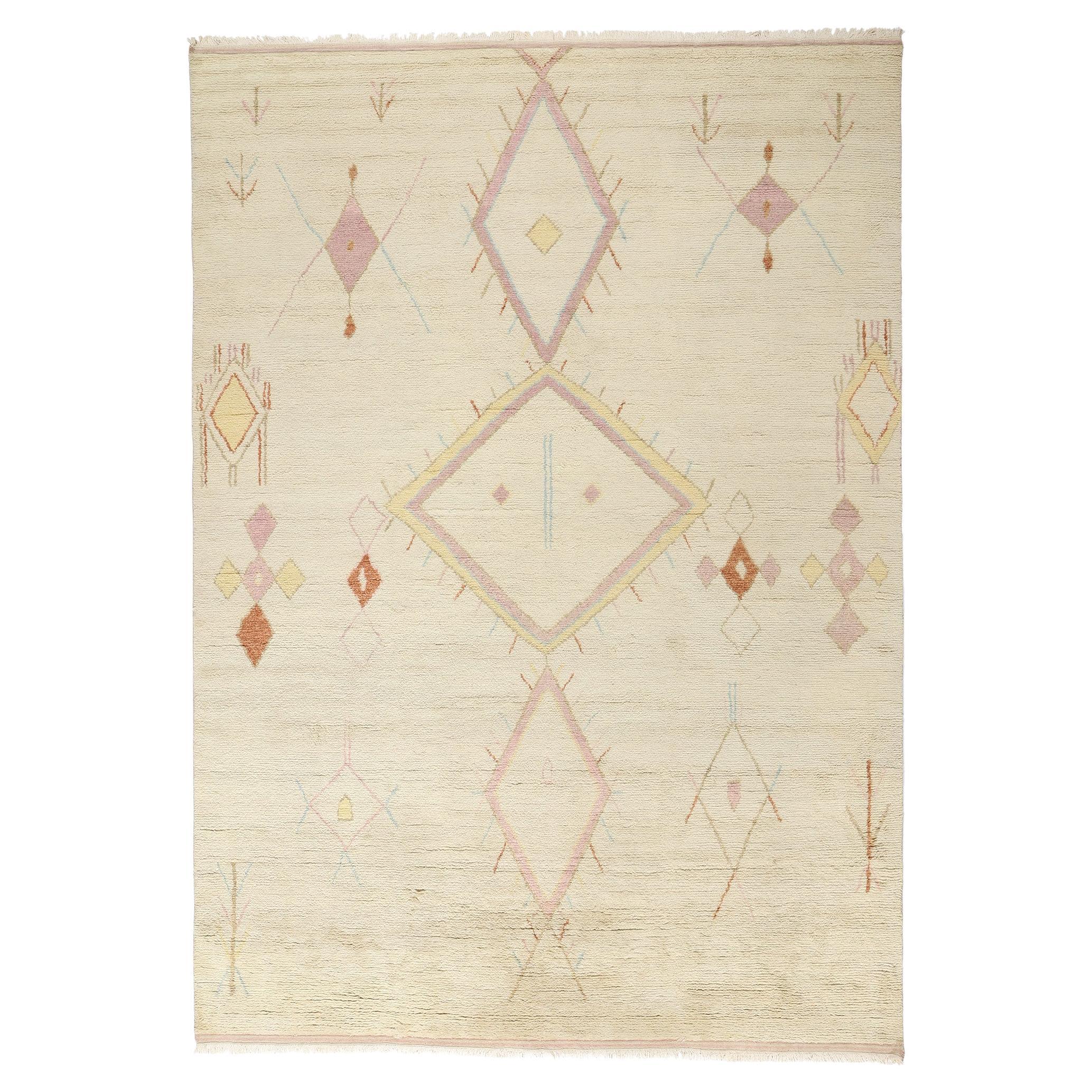New Contemporary Moroccan Rug, Tribal Enchantment Meets Cozy Boho Chic